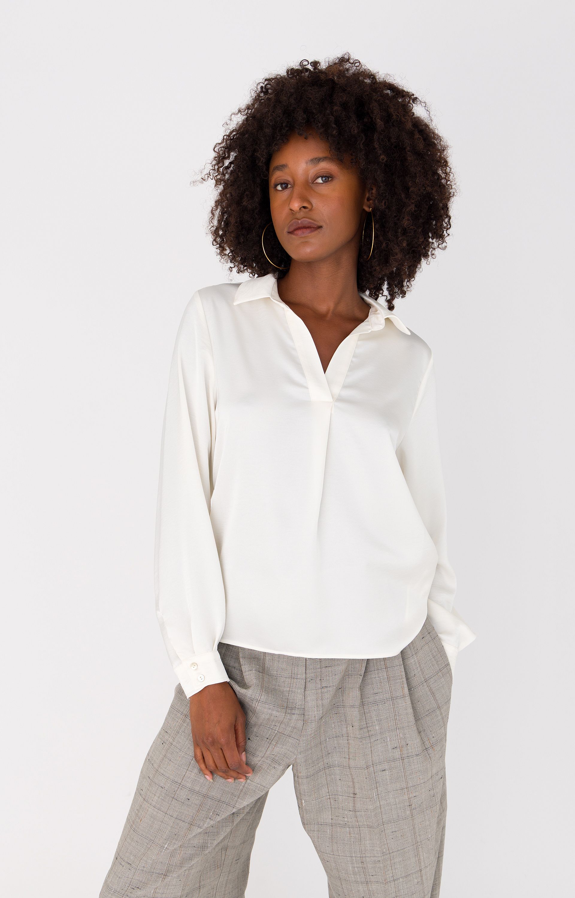 Blouse met satijnlook