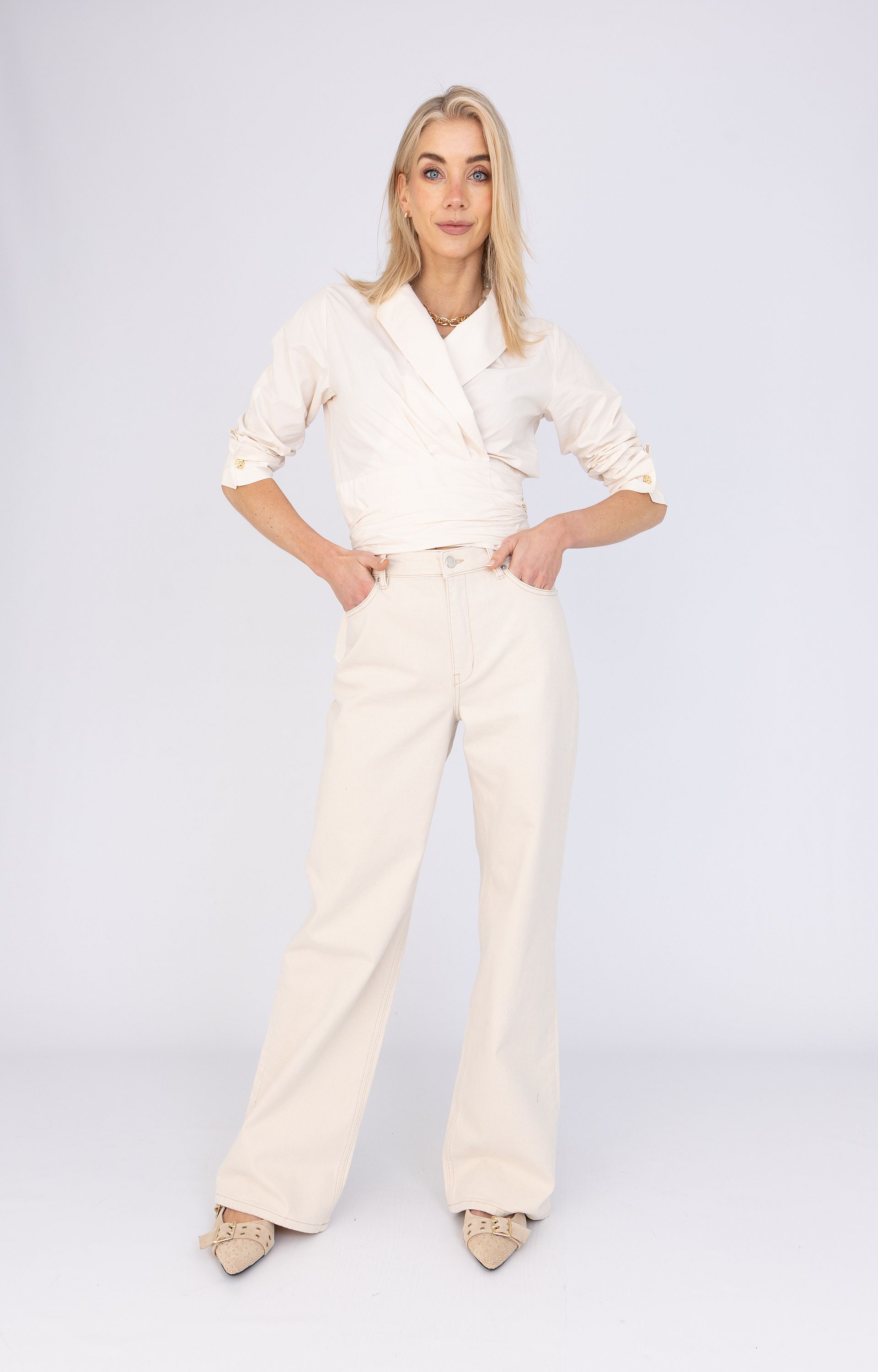 Wikkelblouse van katoenmix