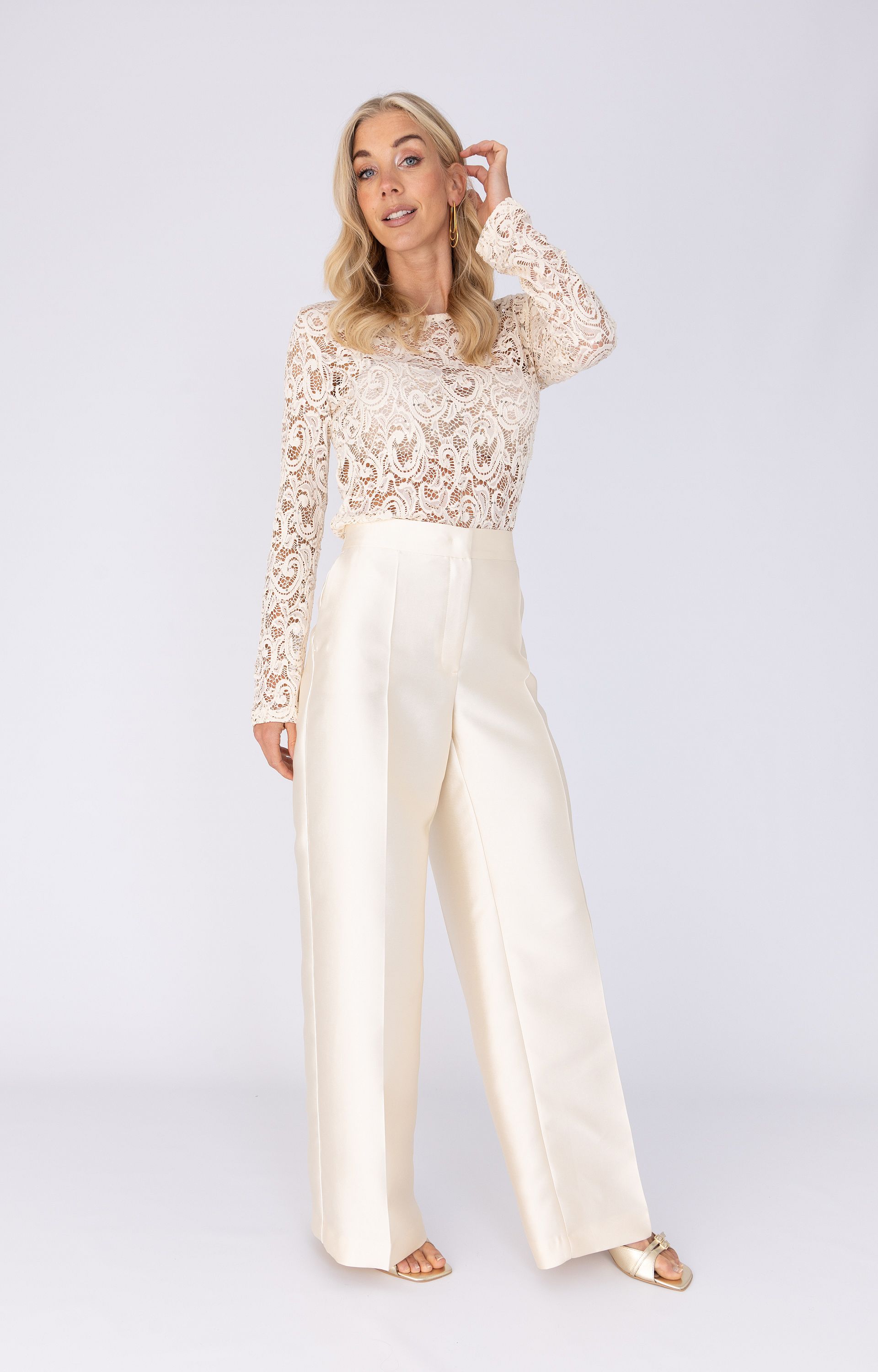 Pantalon met satijnlook