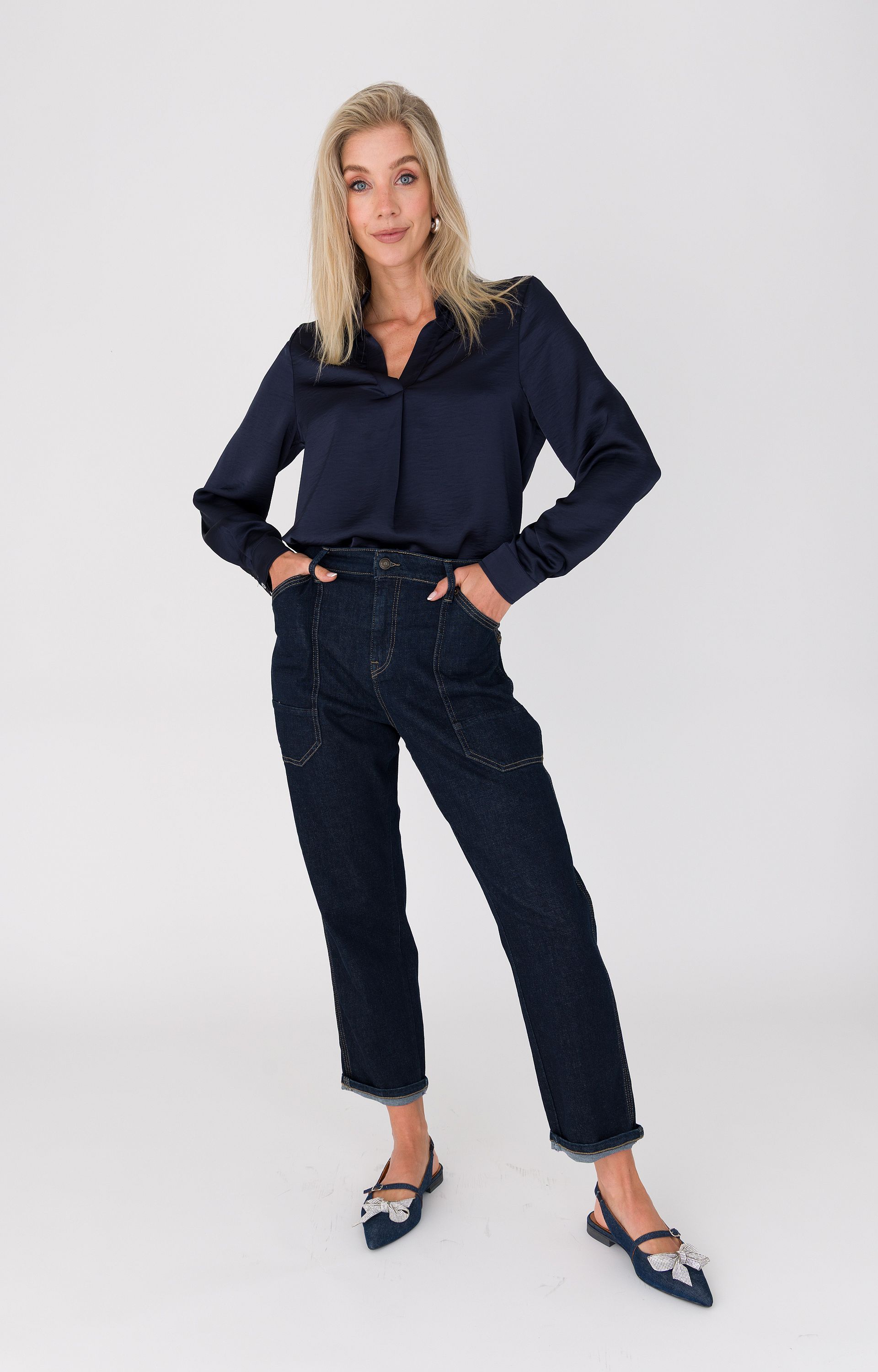 Blouse met satijnlook