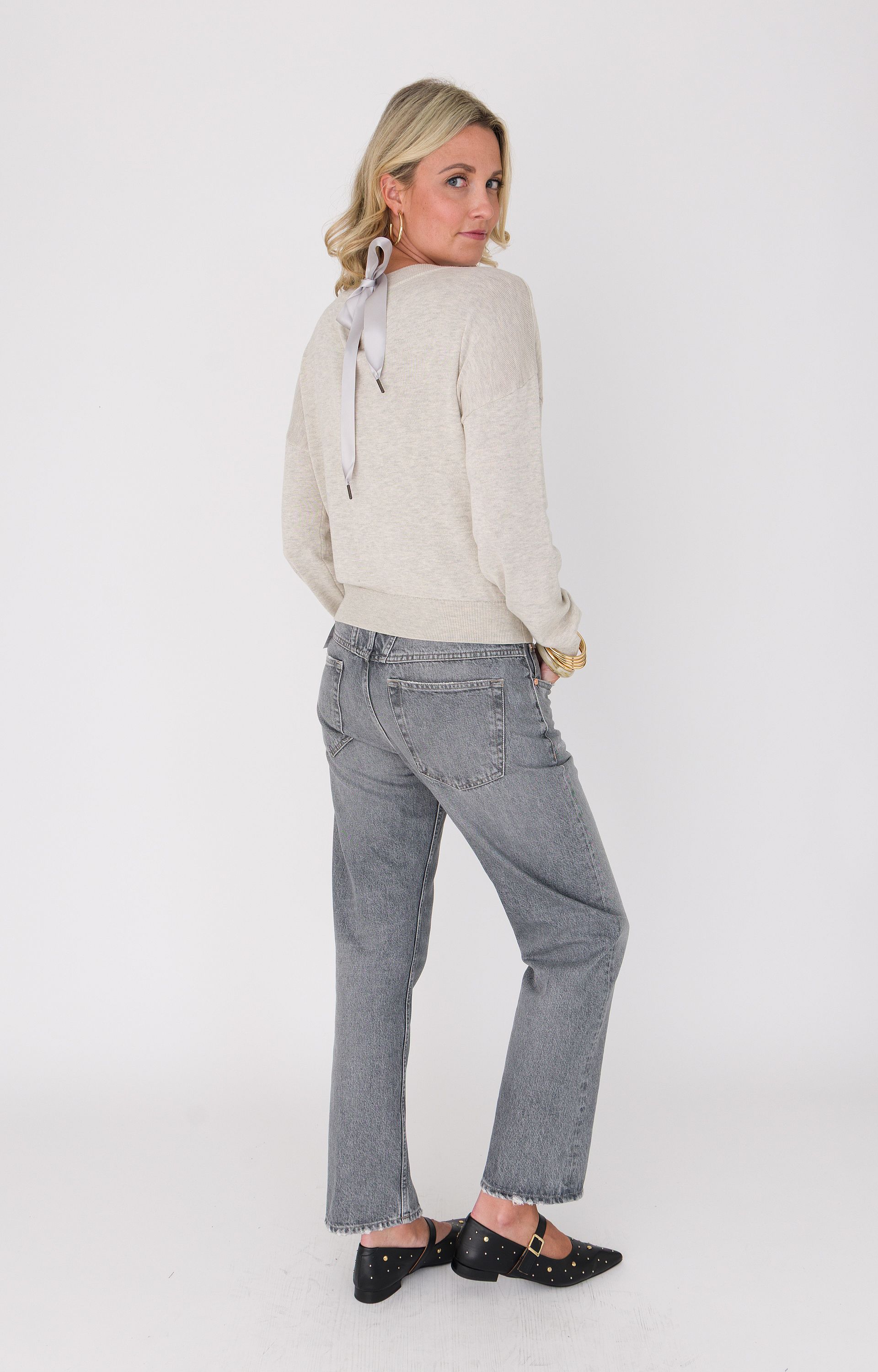 Pullover met striksluiting