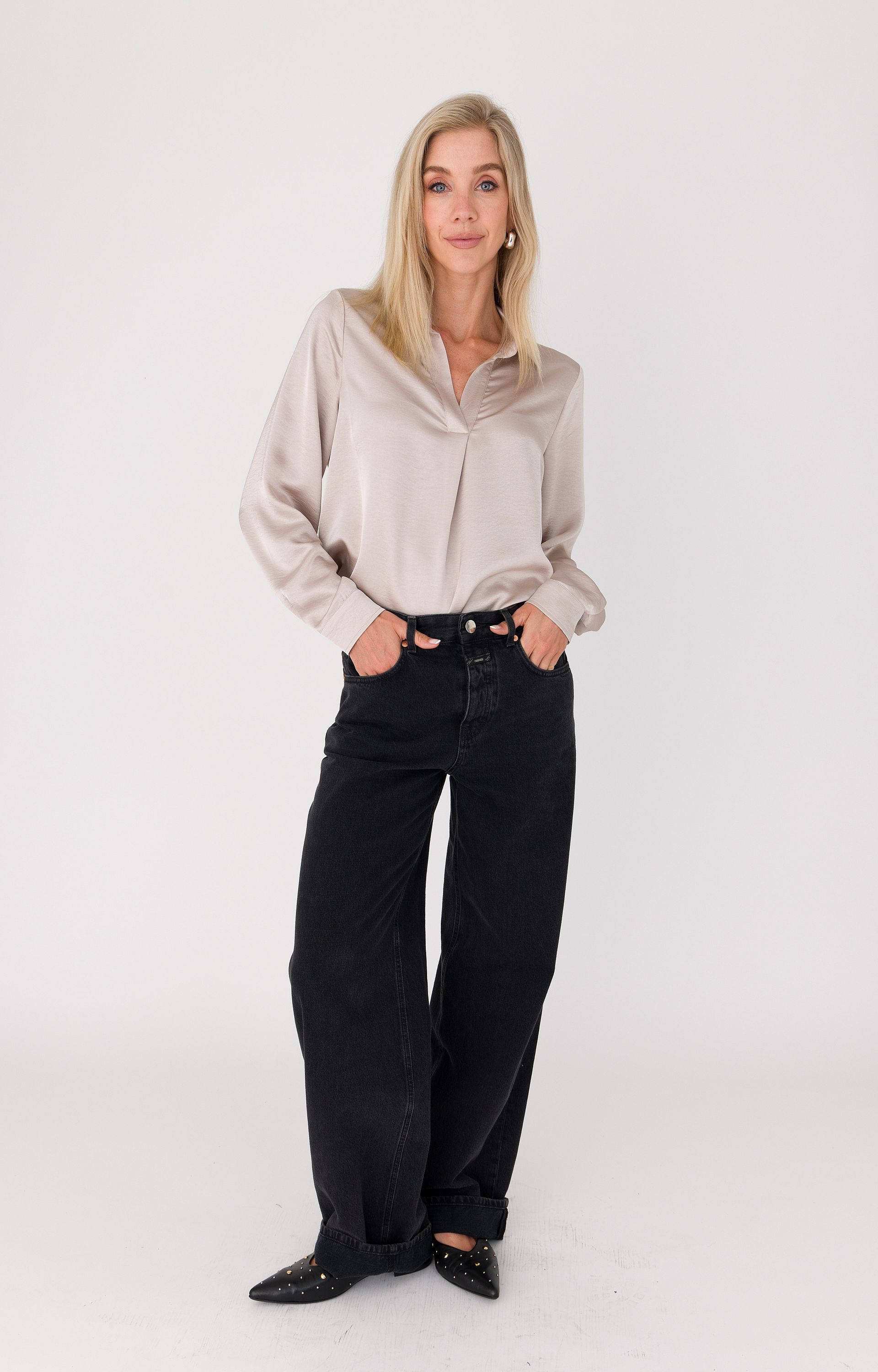 Blouse met satijnlook