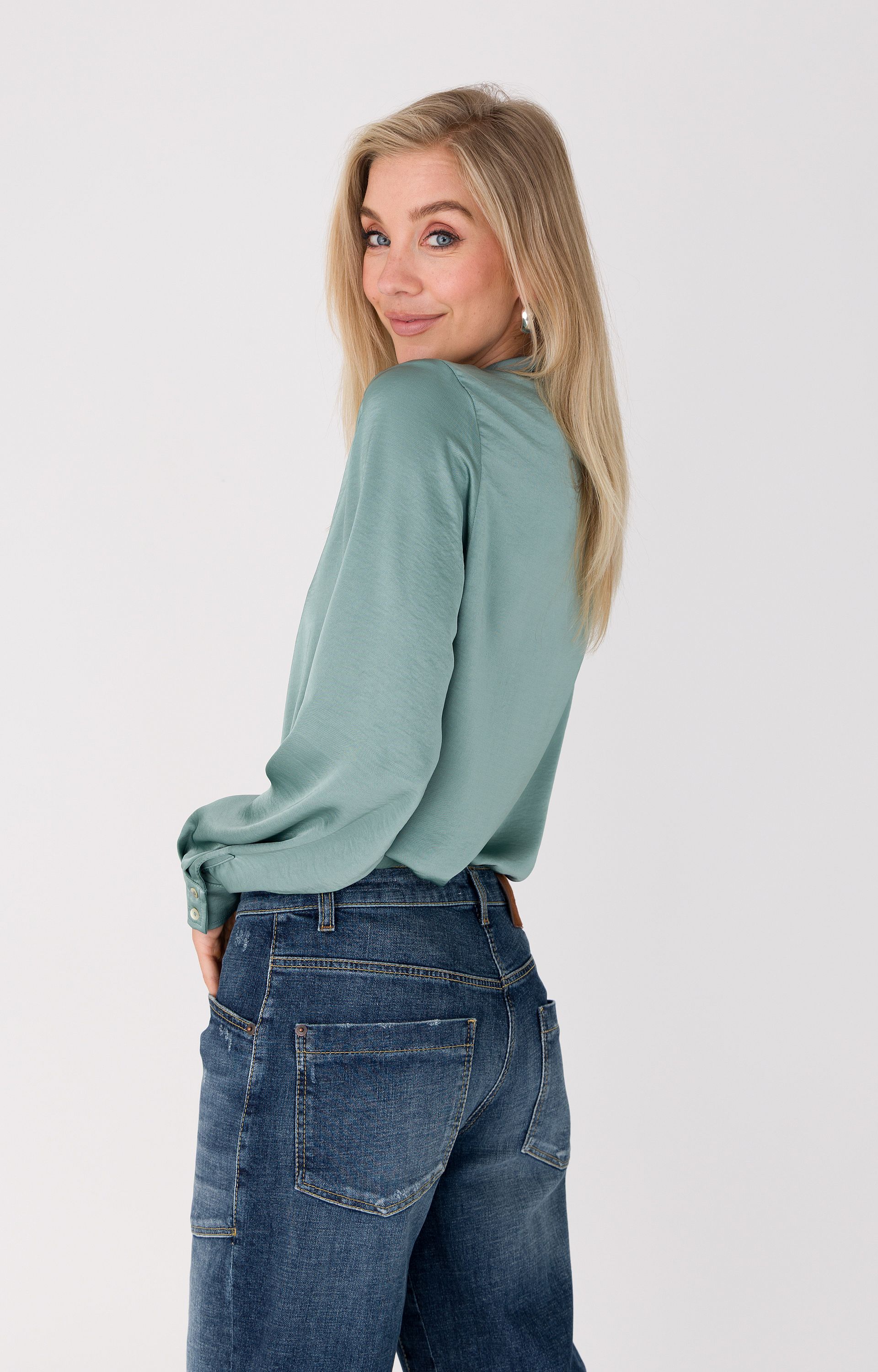 Blouse met satijnlook