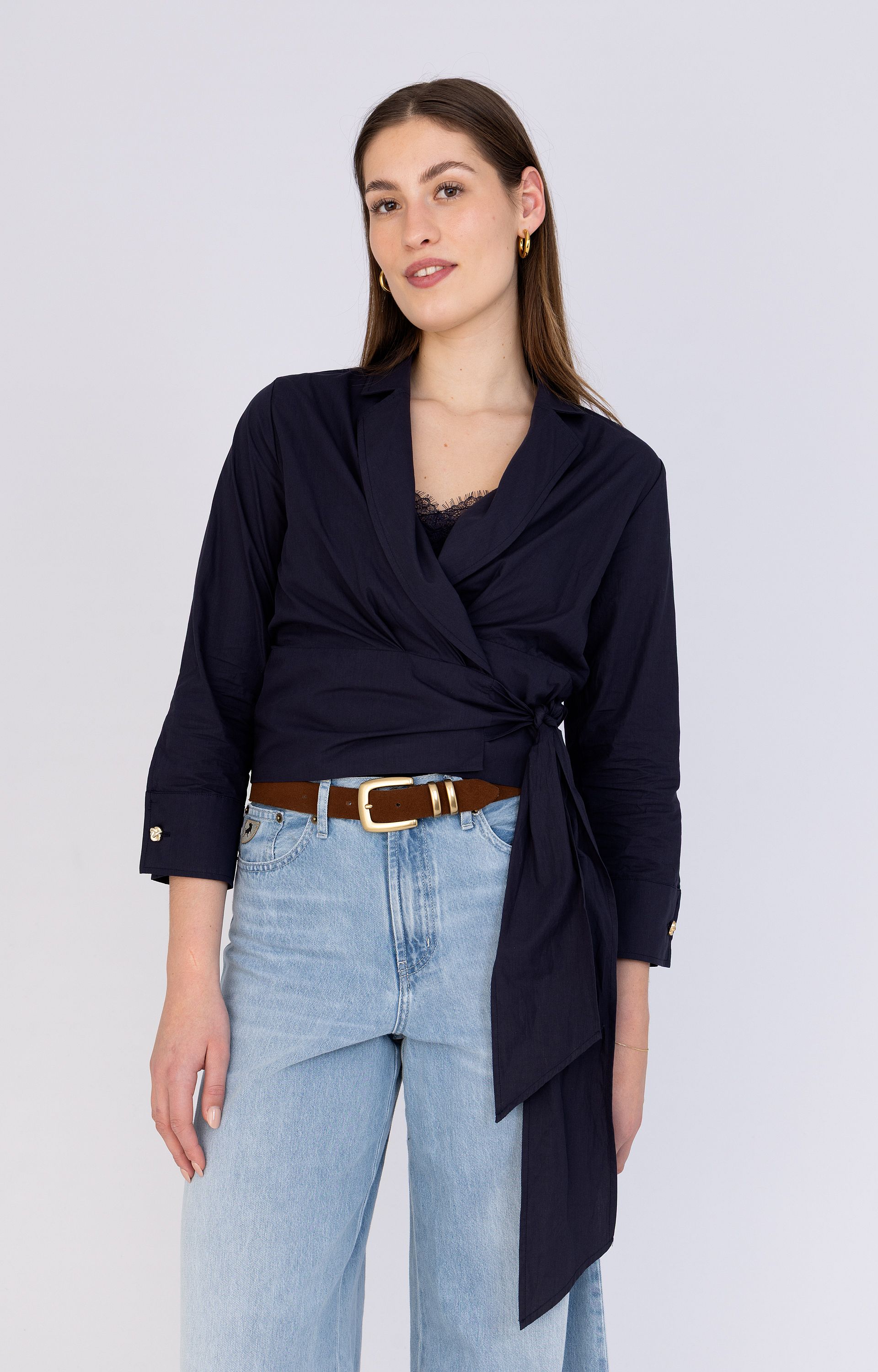 Wikkelblouse van katoenmix