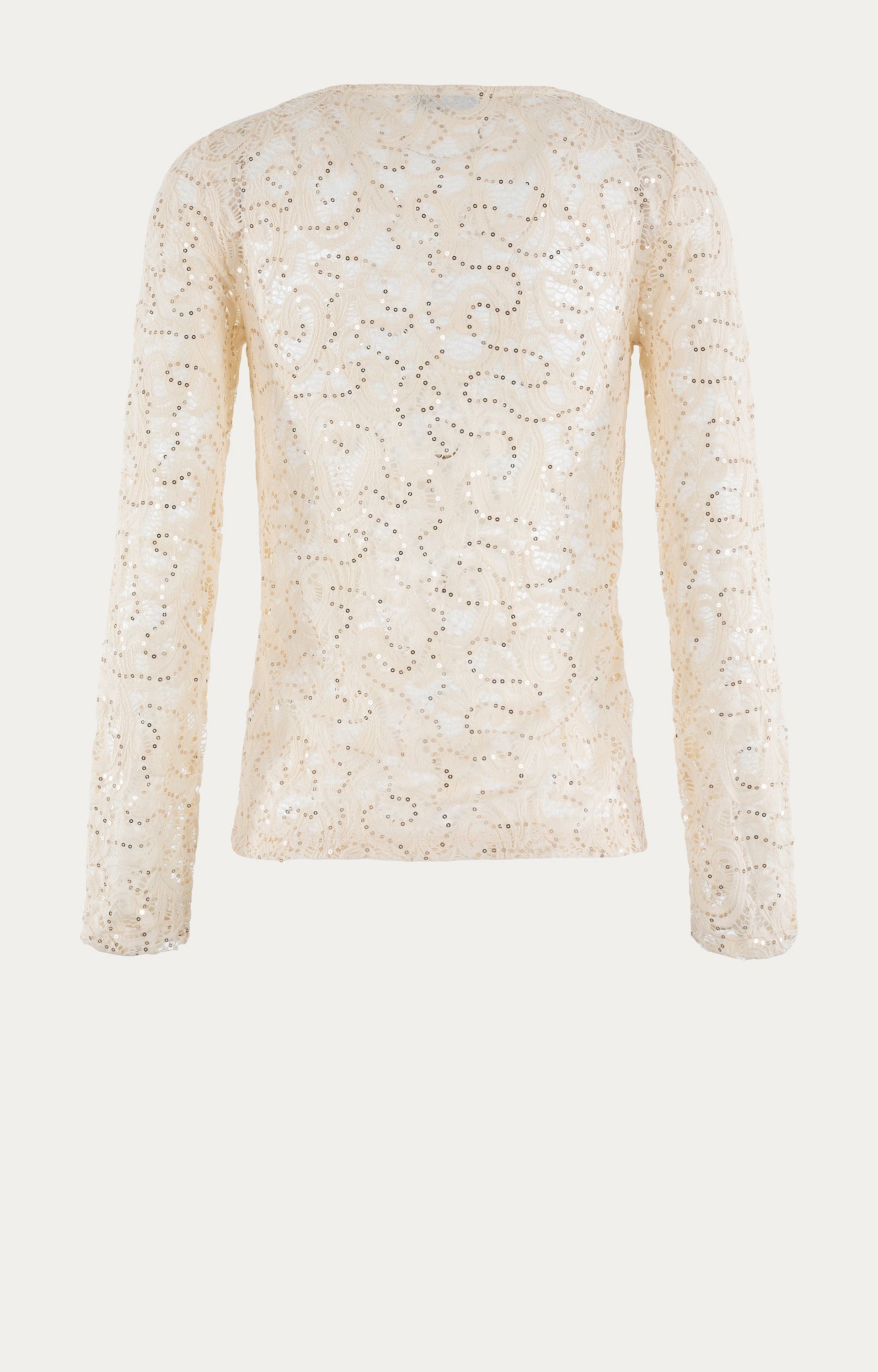 Shirt met pailletten en kant