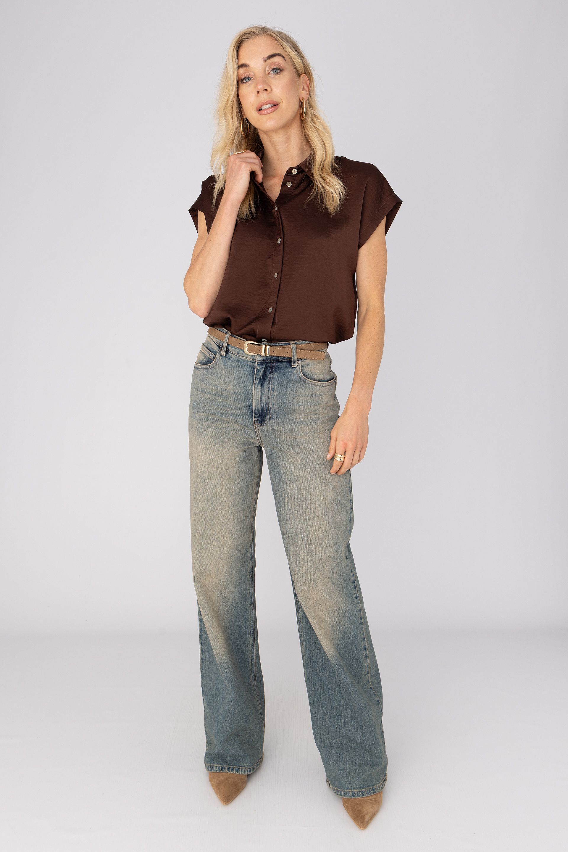 Blouse met satijnlook 