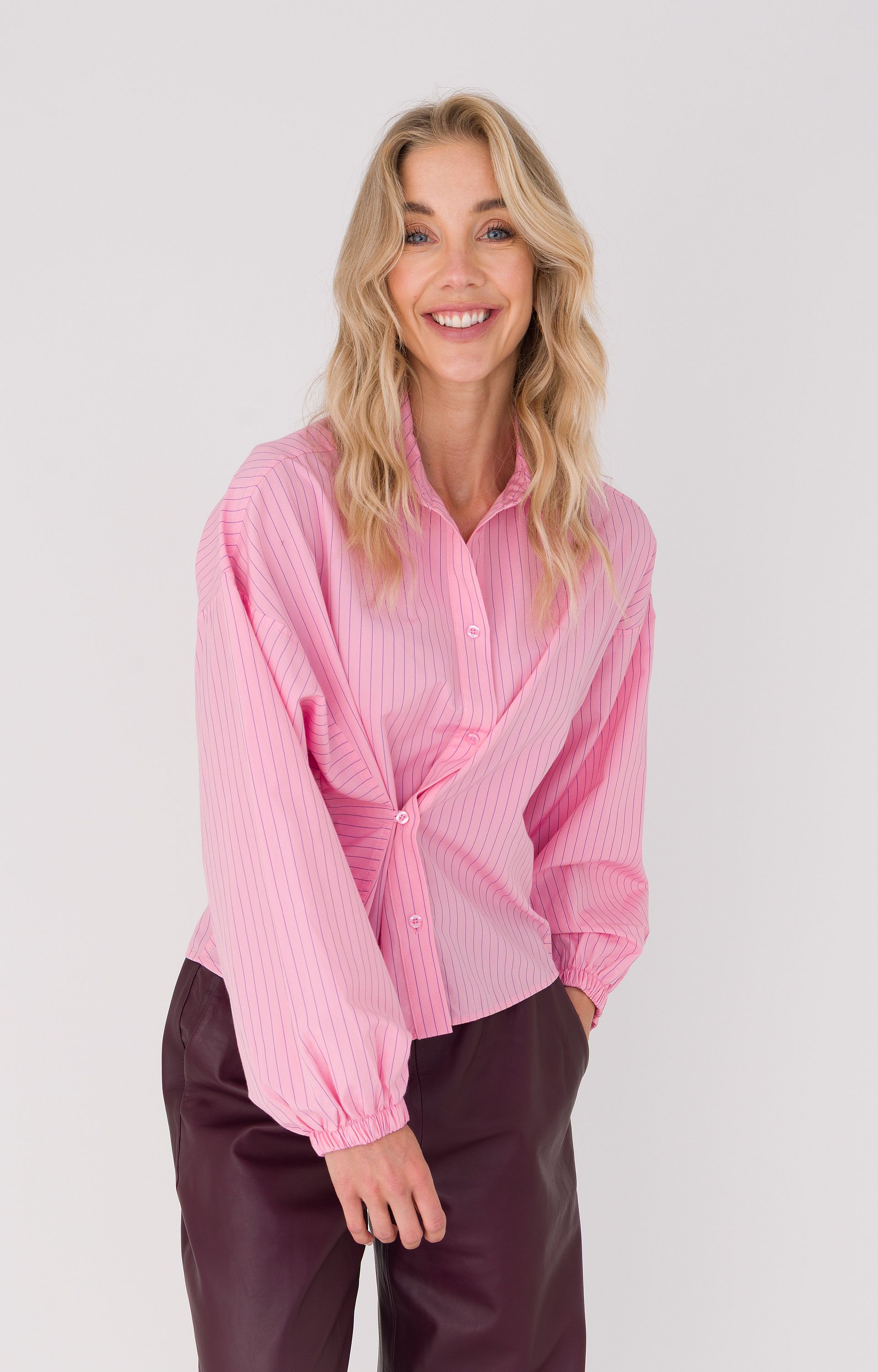 Blouse met krijtstreep