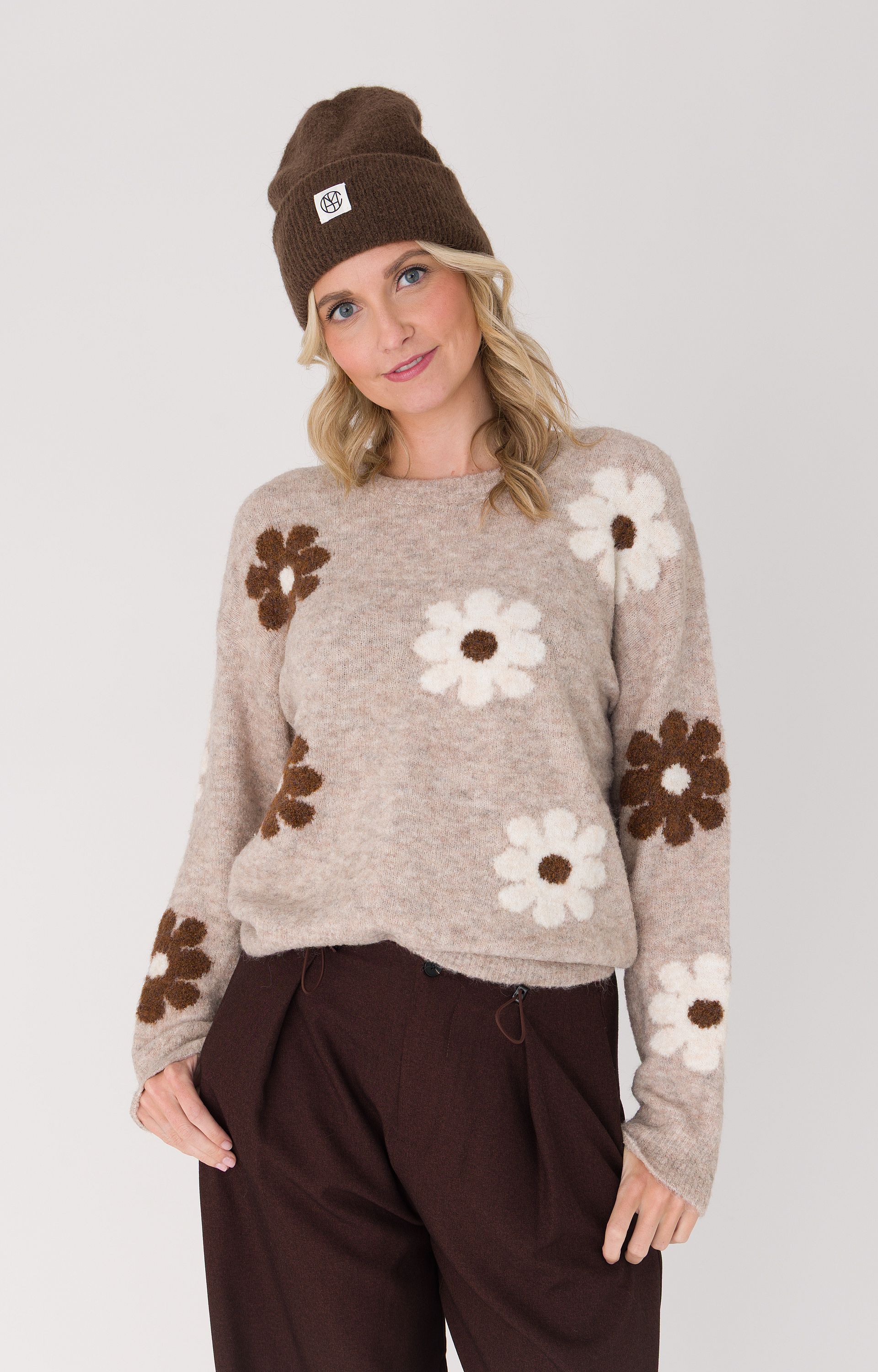 Trui met embroided flower print