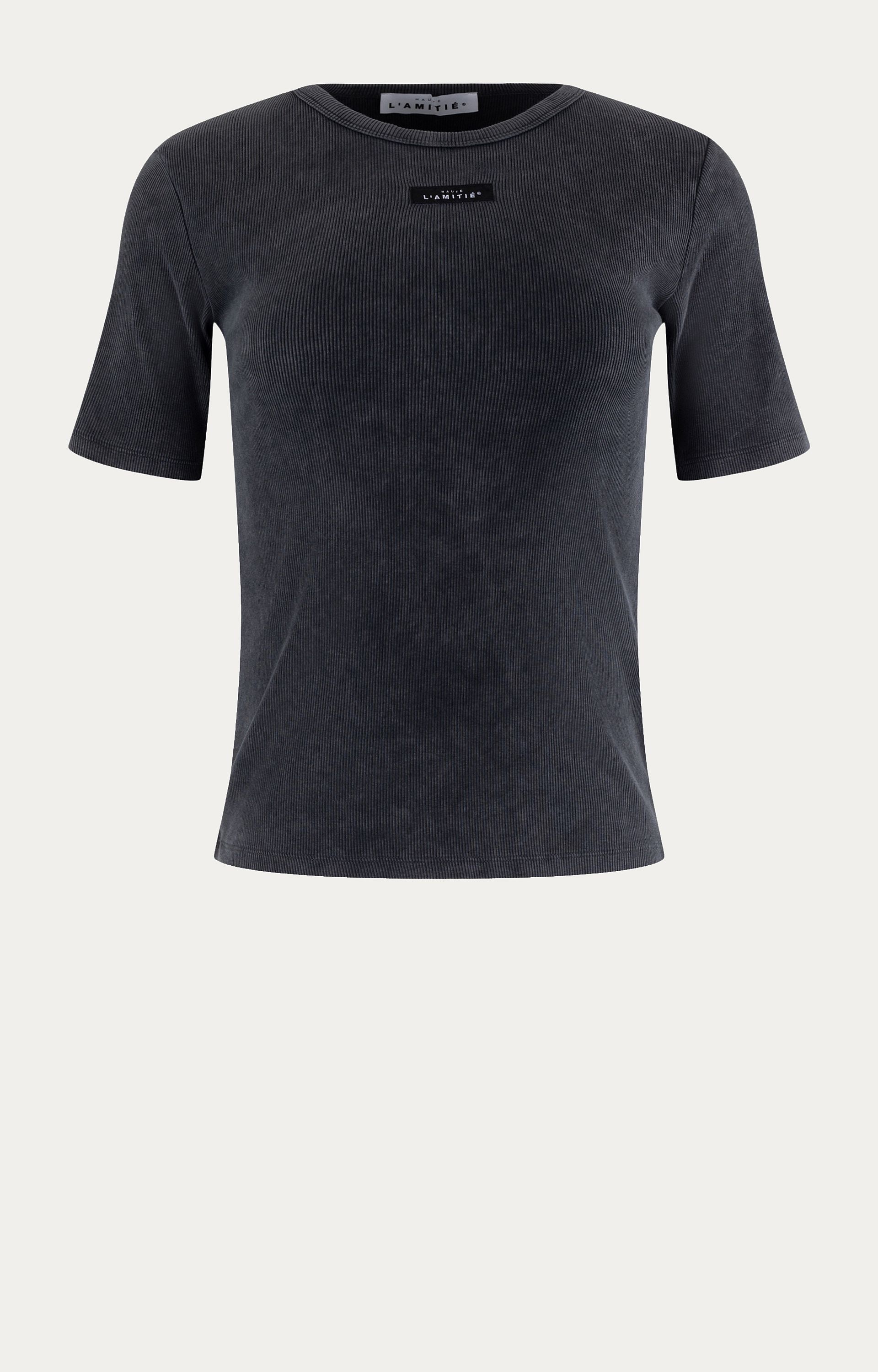 T-shirt met ribstructuur