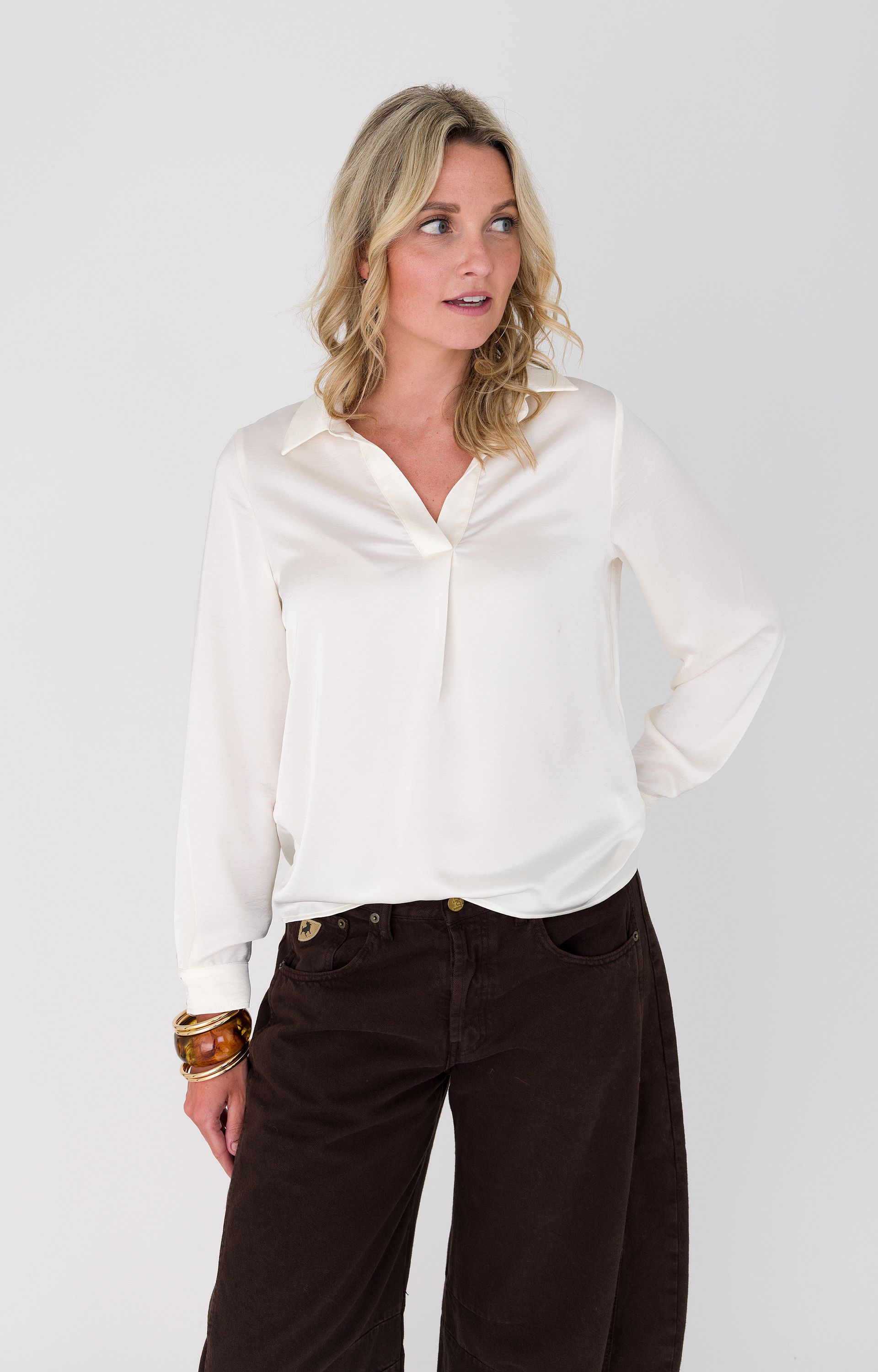 Blouse met satijnlook