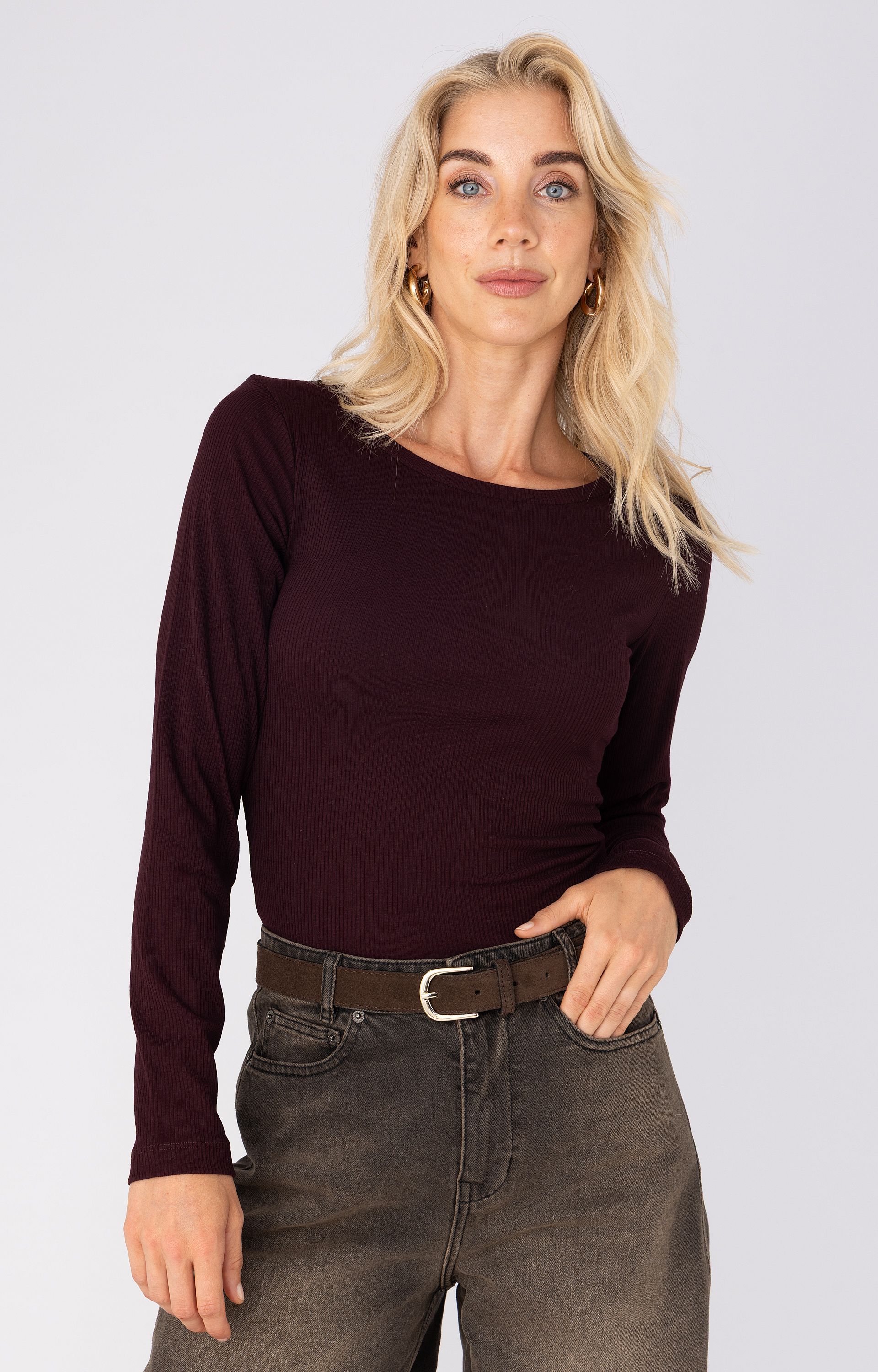 T-shirt met ribstructuur 
