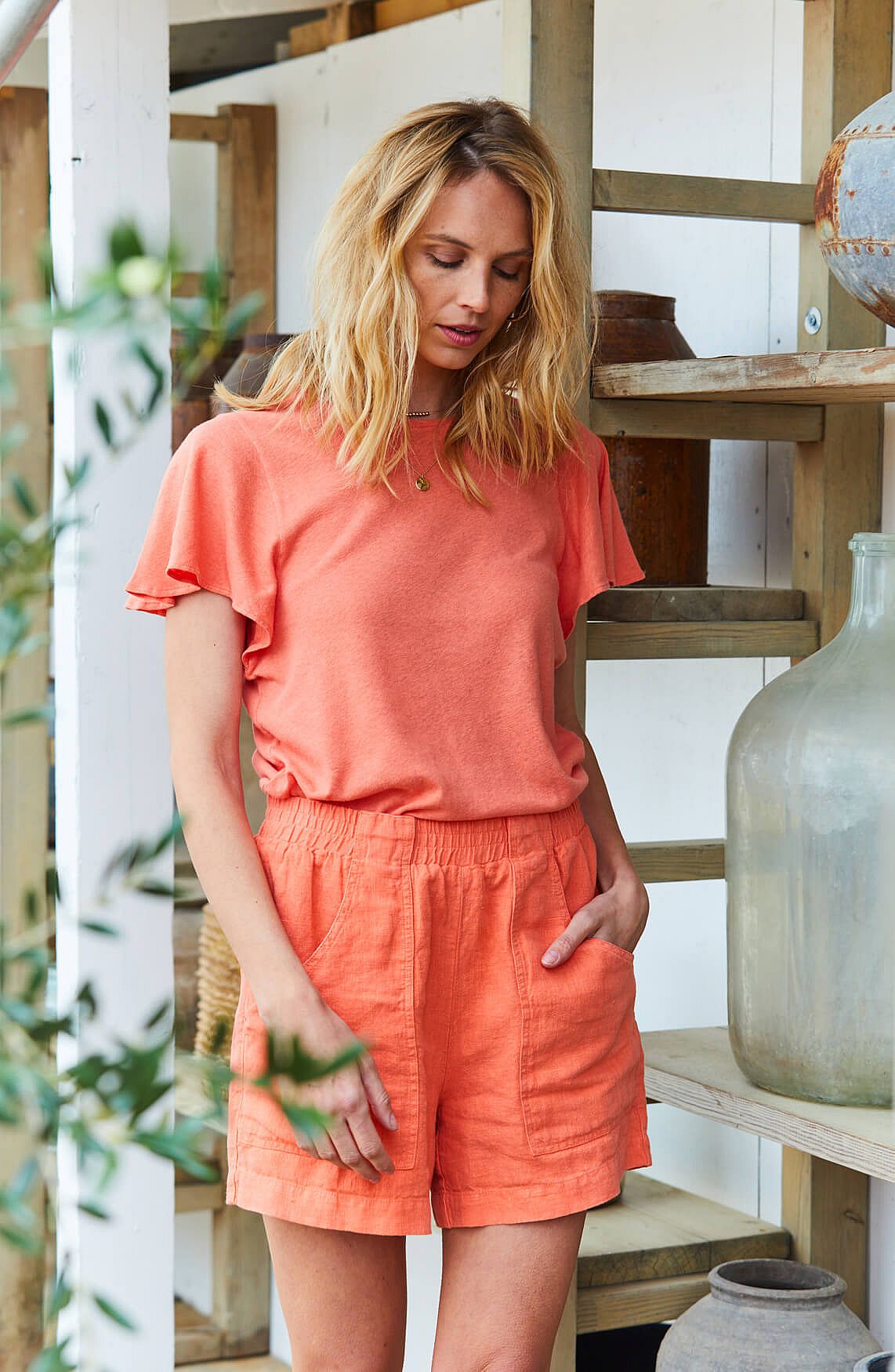 Shirt met volantmouwen