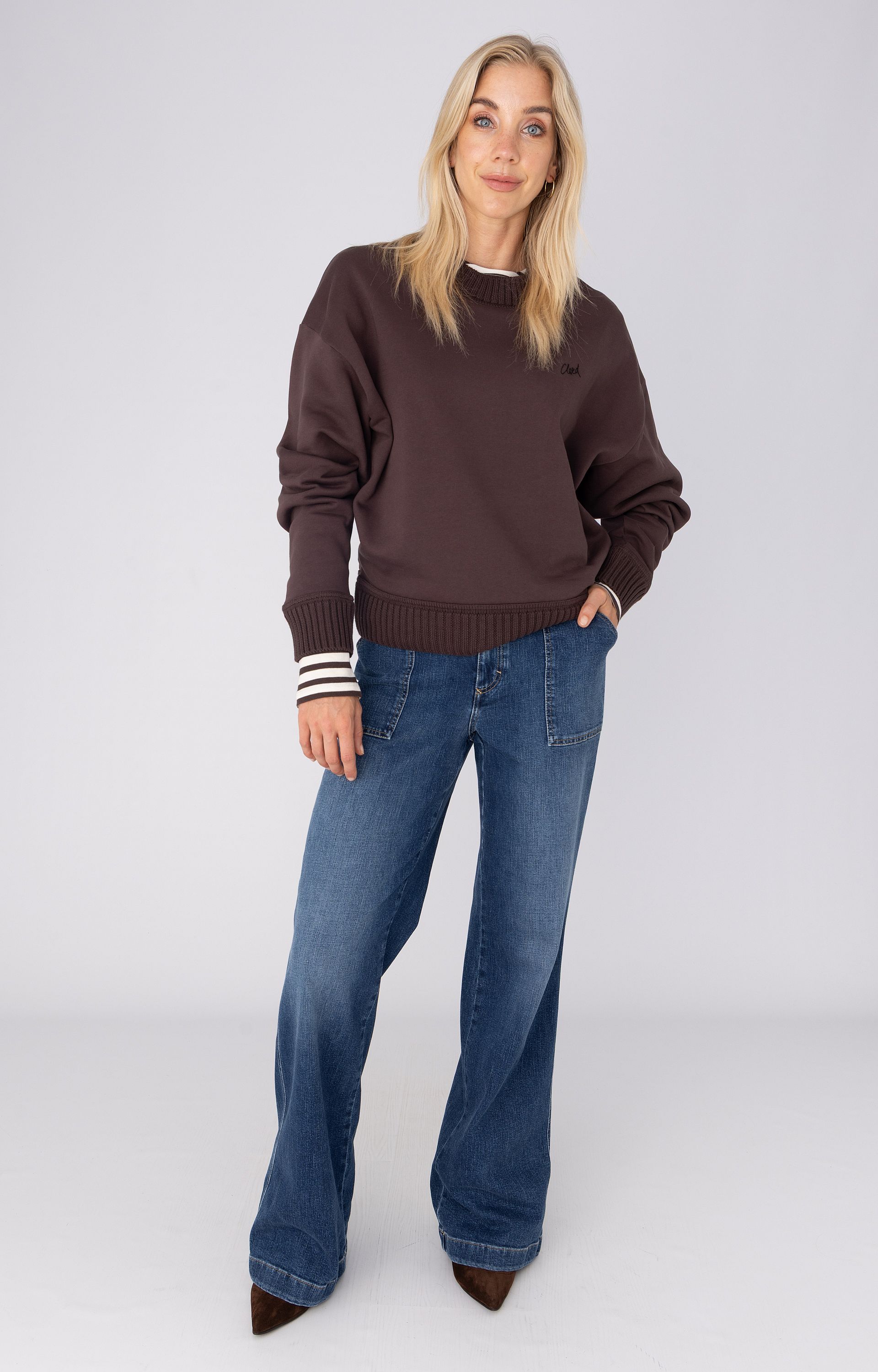 Sweater met geribde boorden