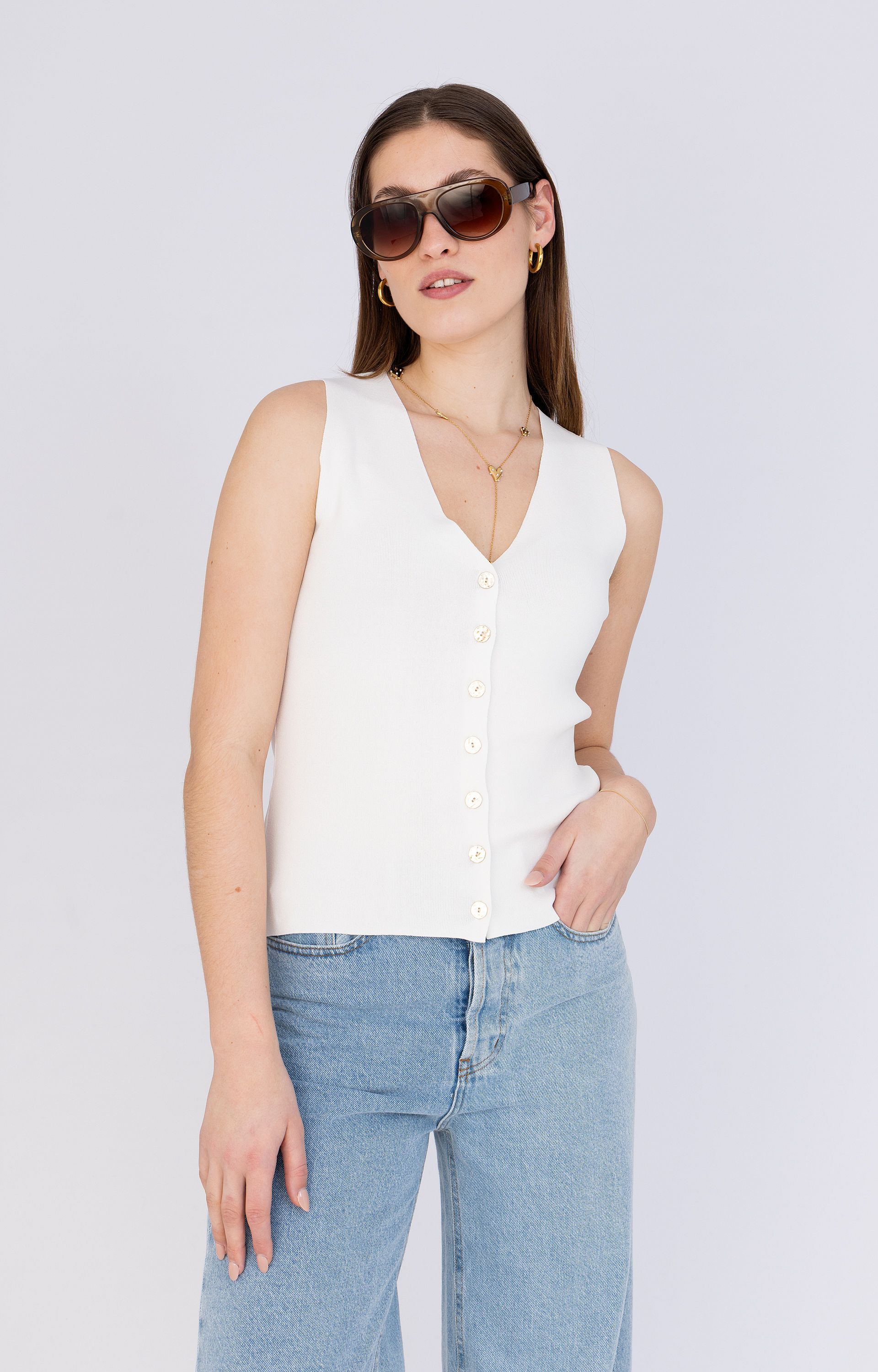 Gilet met gouden knopen