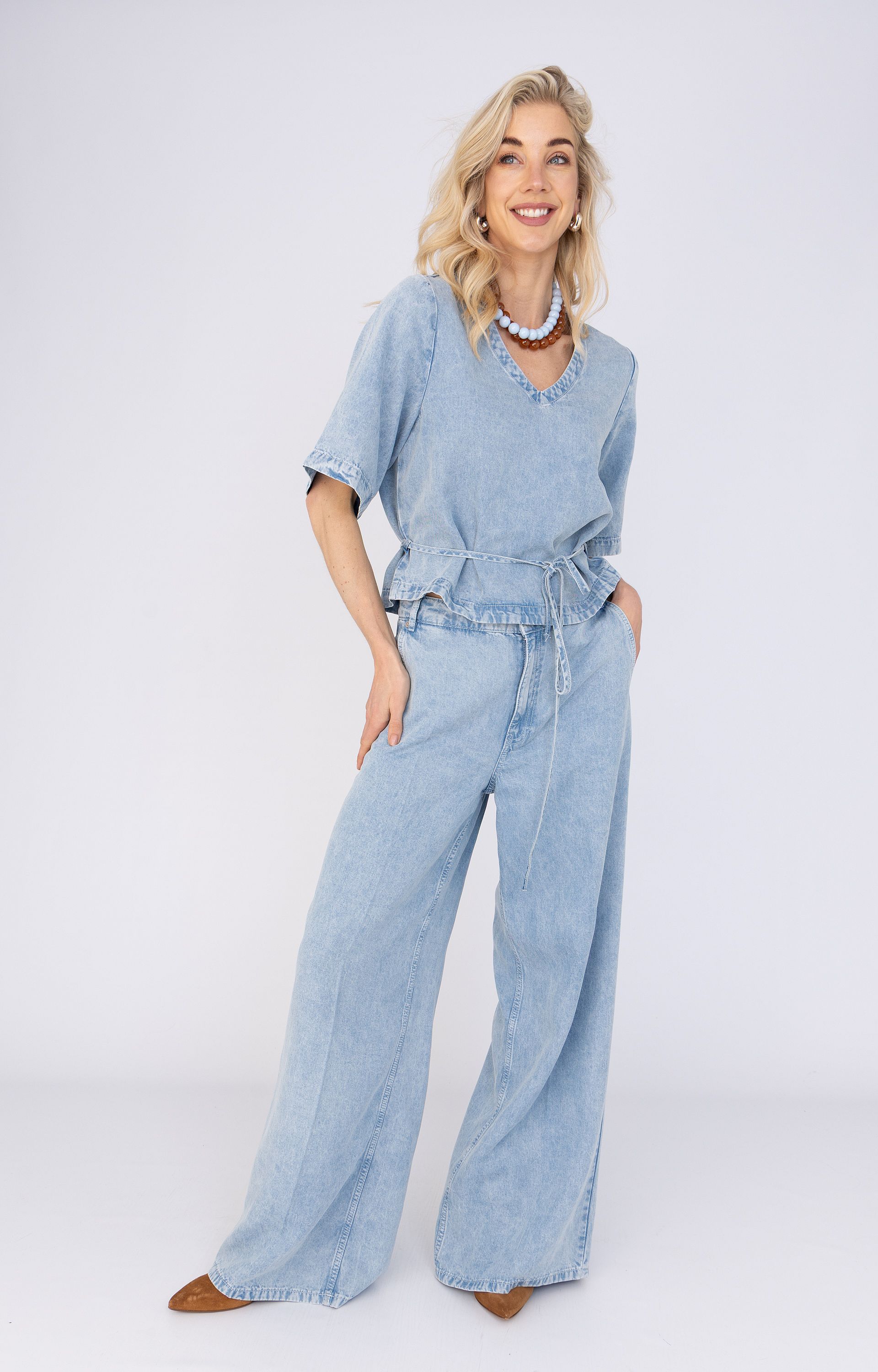 Blouse met wikkelceintuur