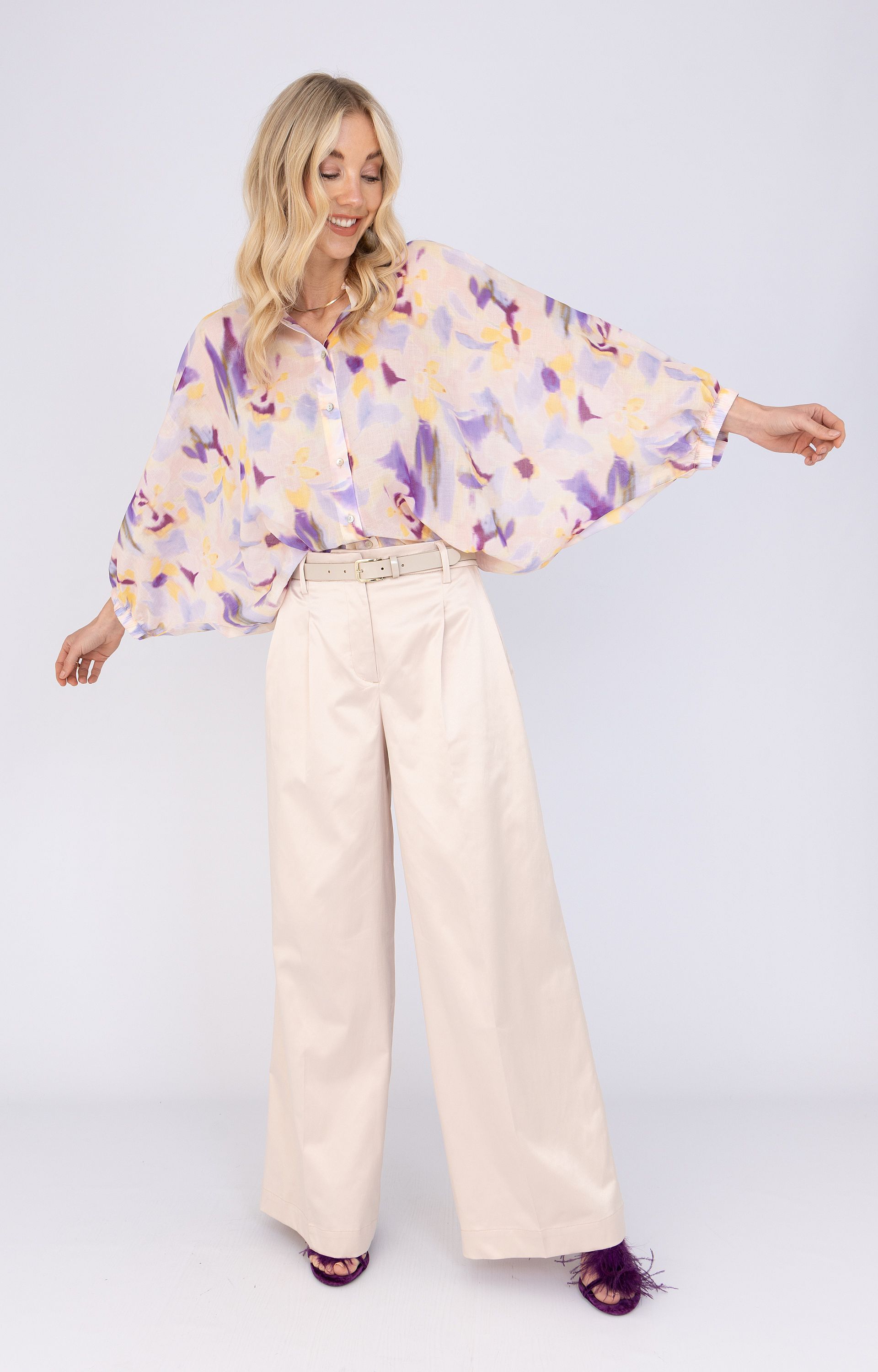 Blouse met aquarel print