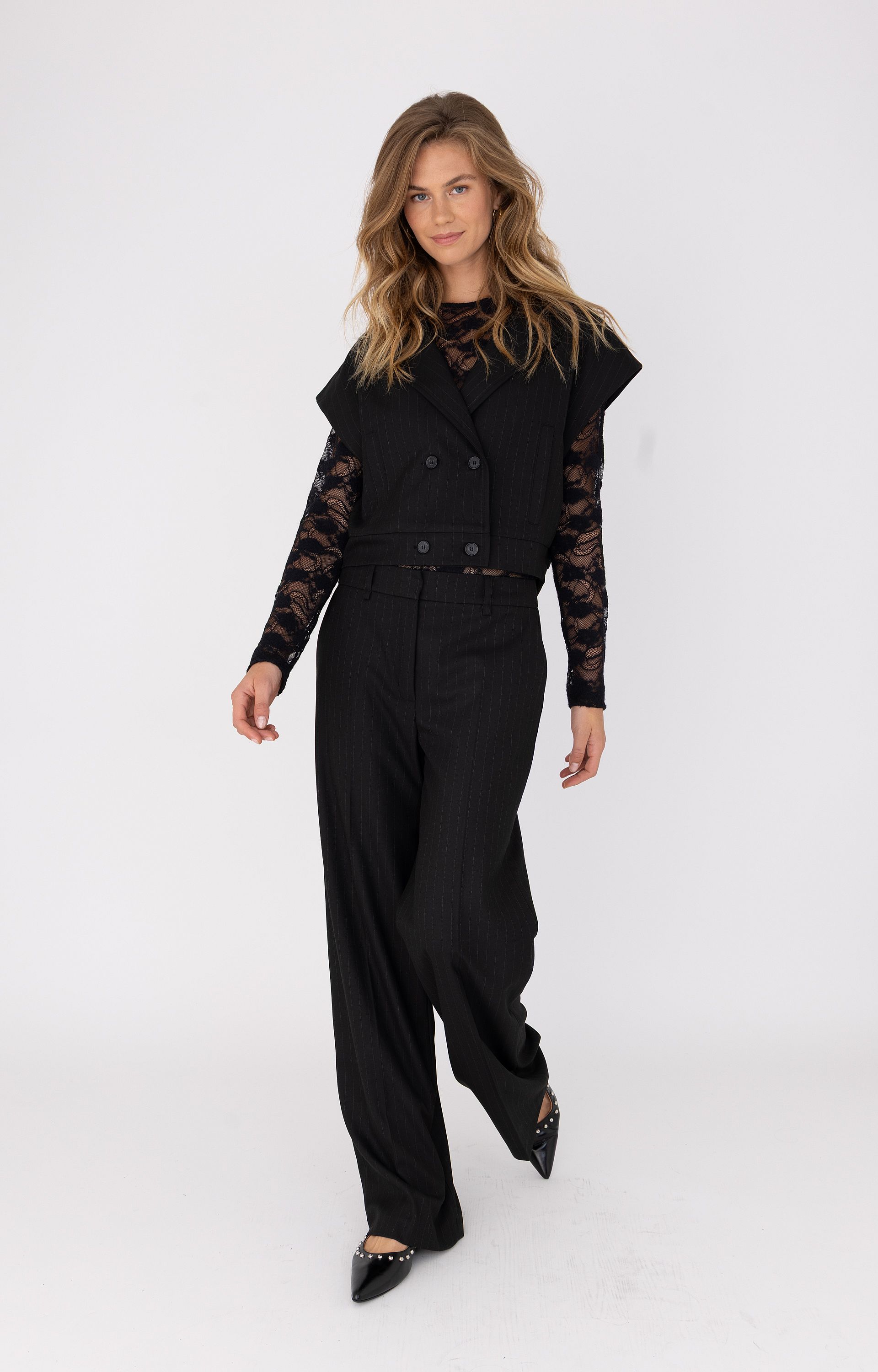 Broek met krijtstreep