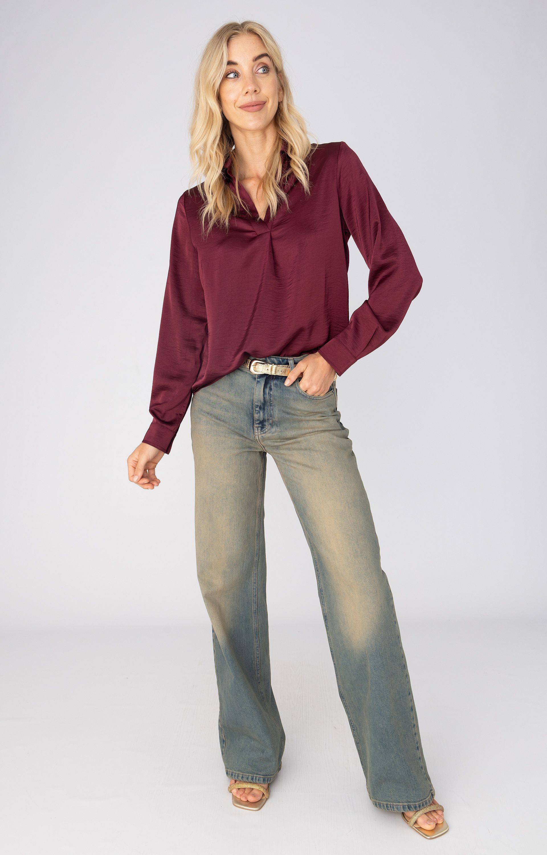 Blouse met satijnlook