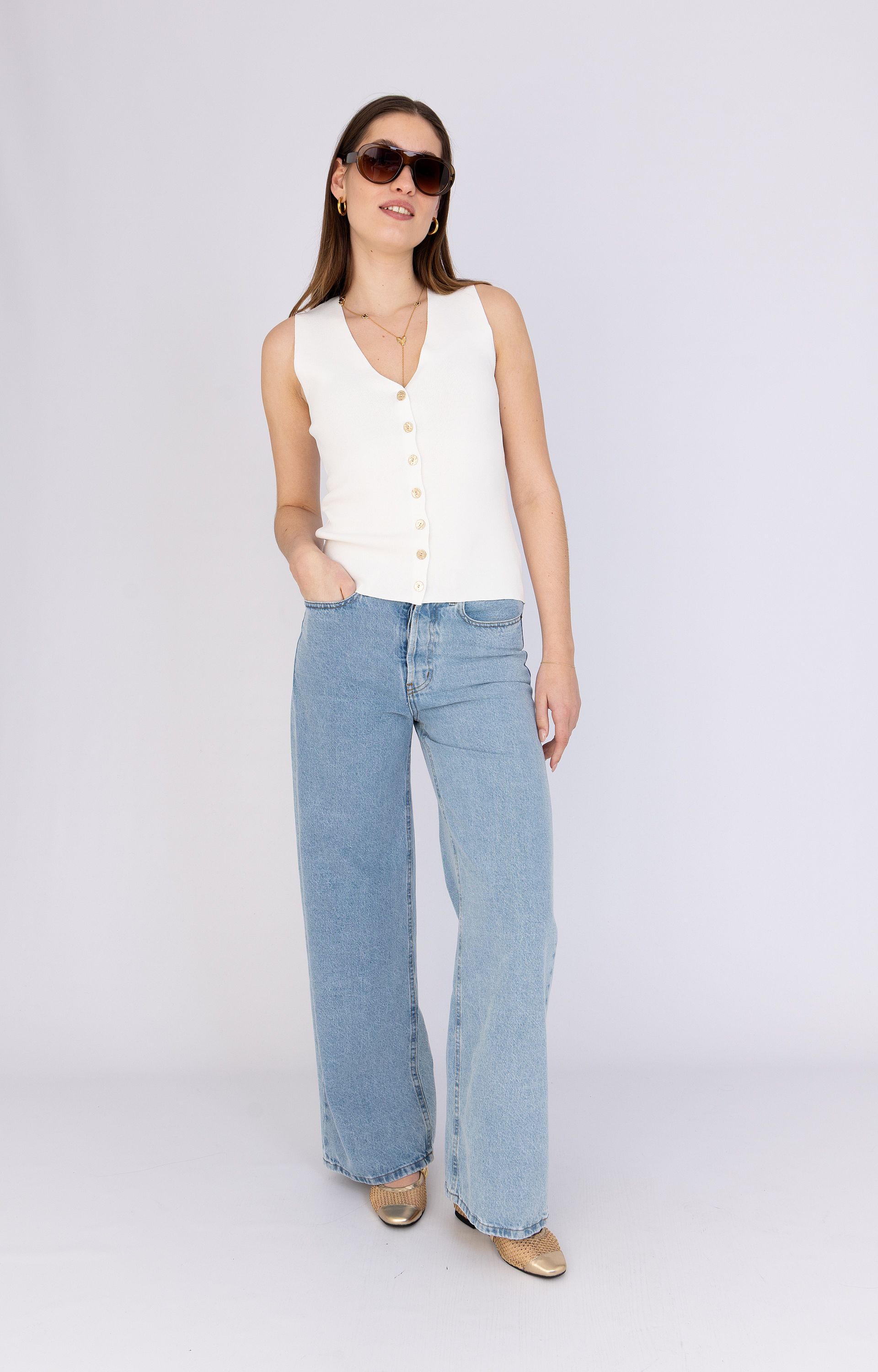 Gilet met gouden knopen