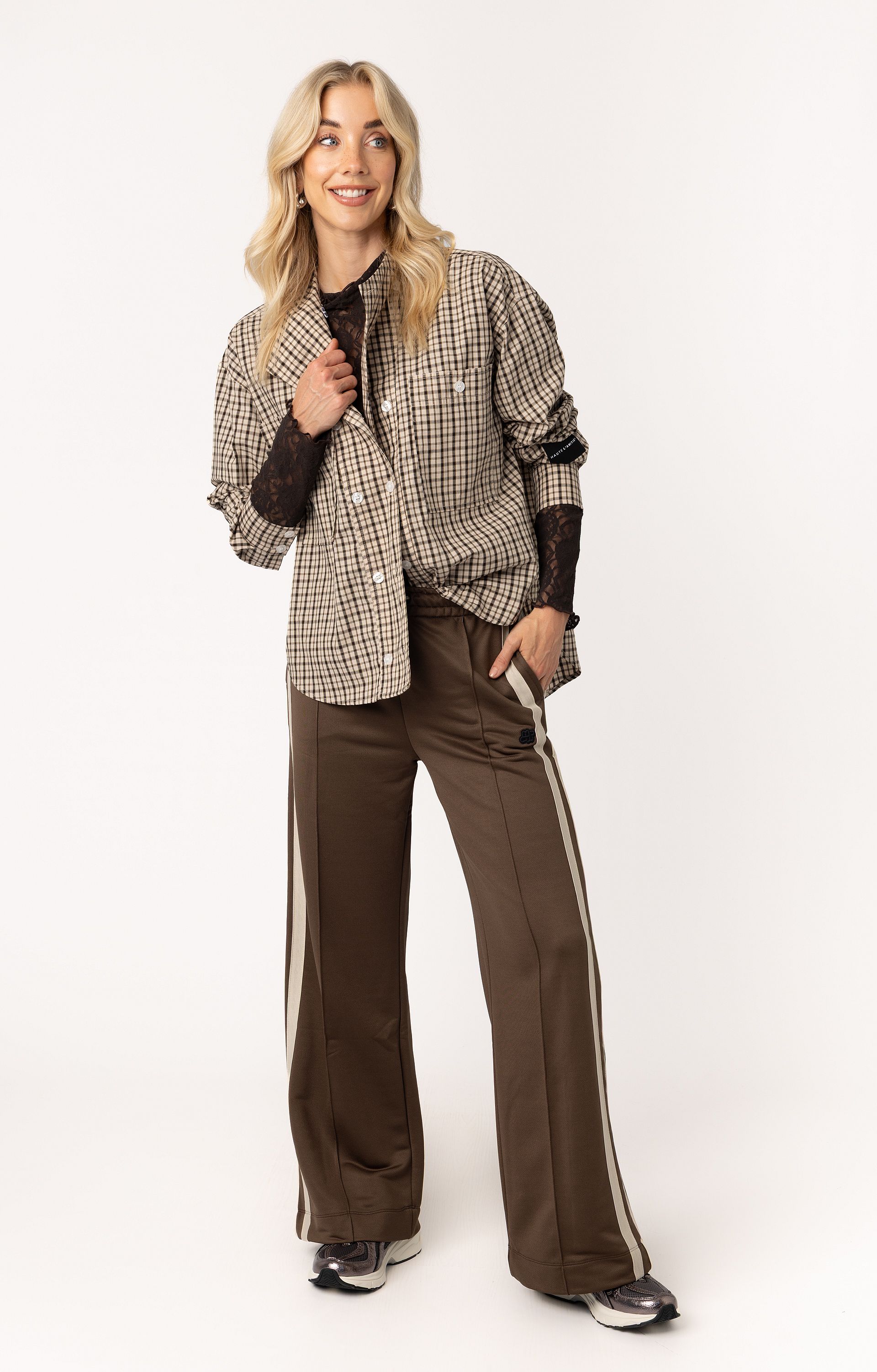 Blouse High Collar Check