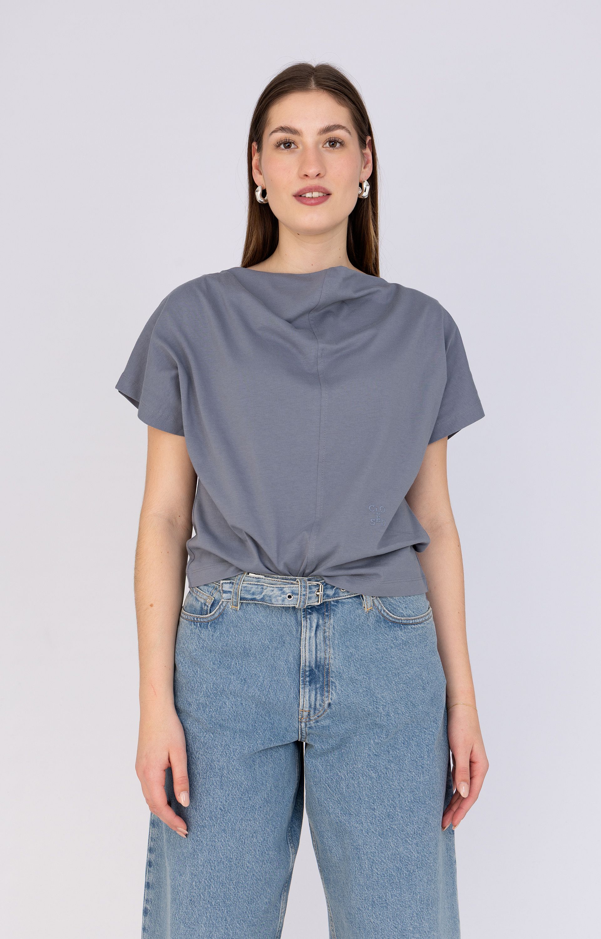 Shirt met watervalhals