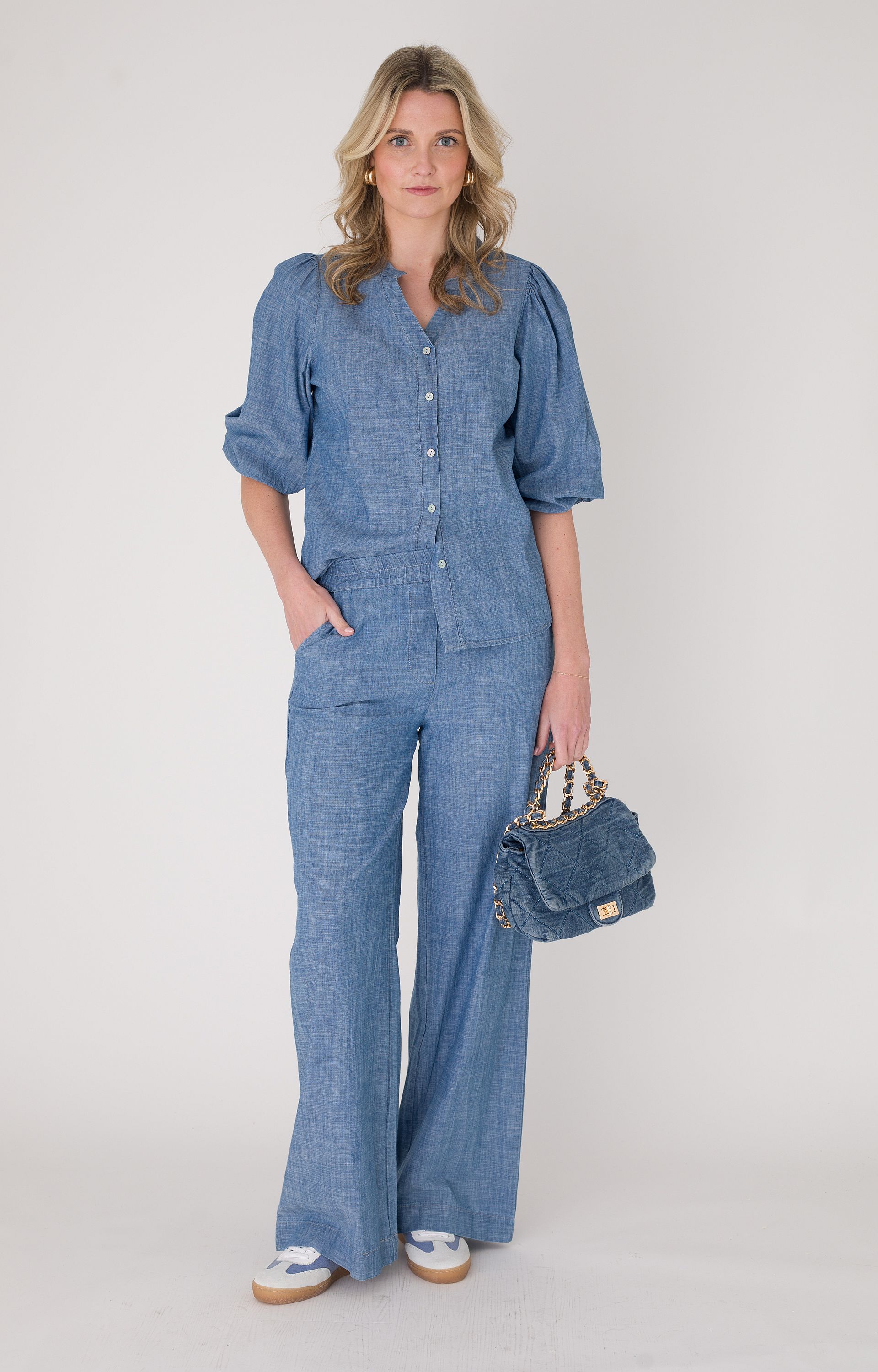 Blouse denimlook