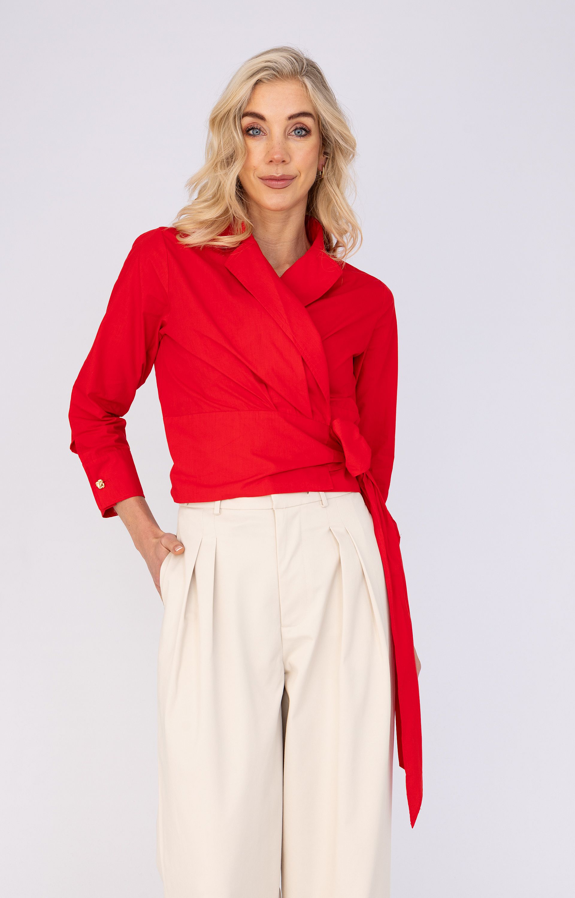 Wikkelblouse van katoenmix