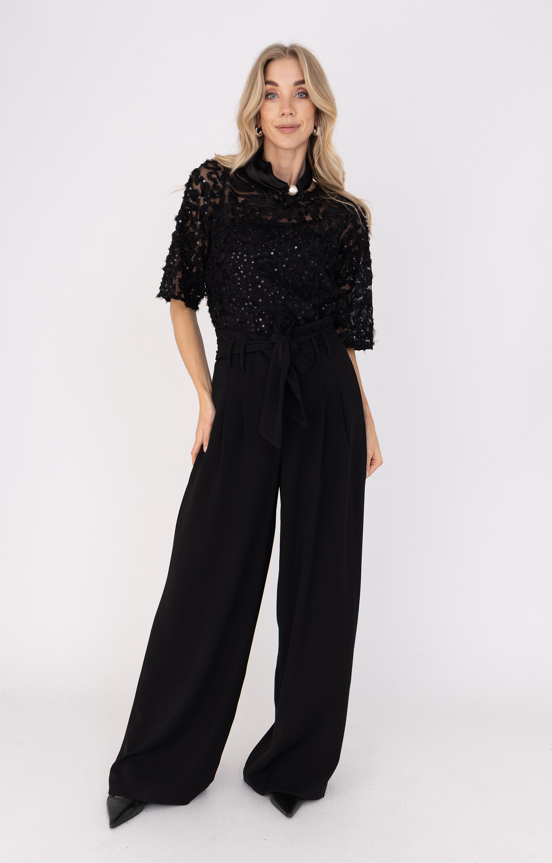 Paillettentop met korte mouwen