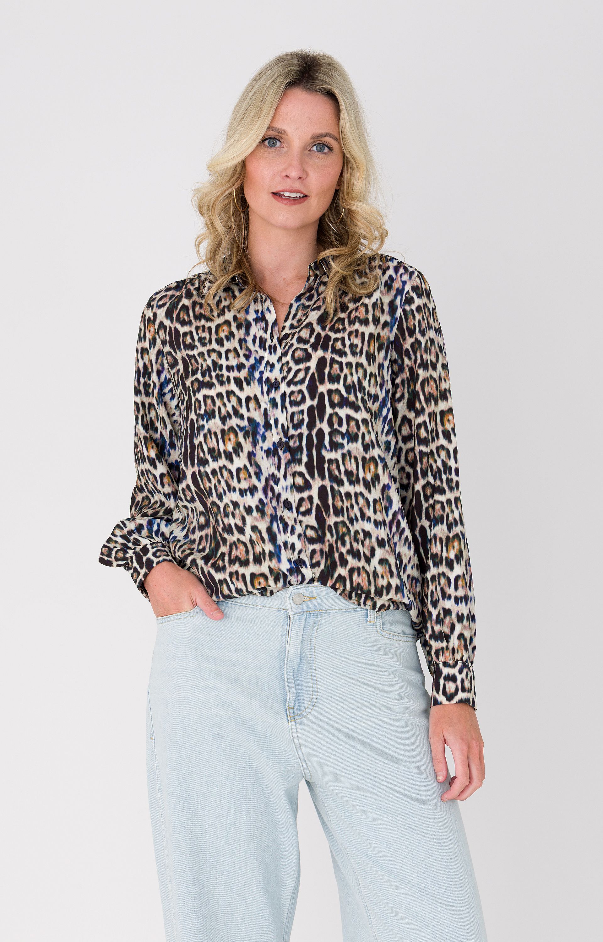 Blouse met leopard print