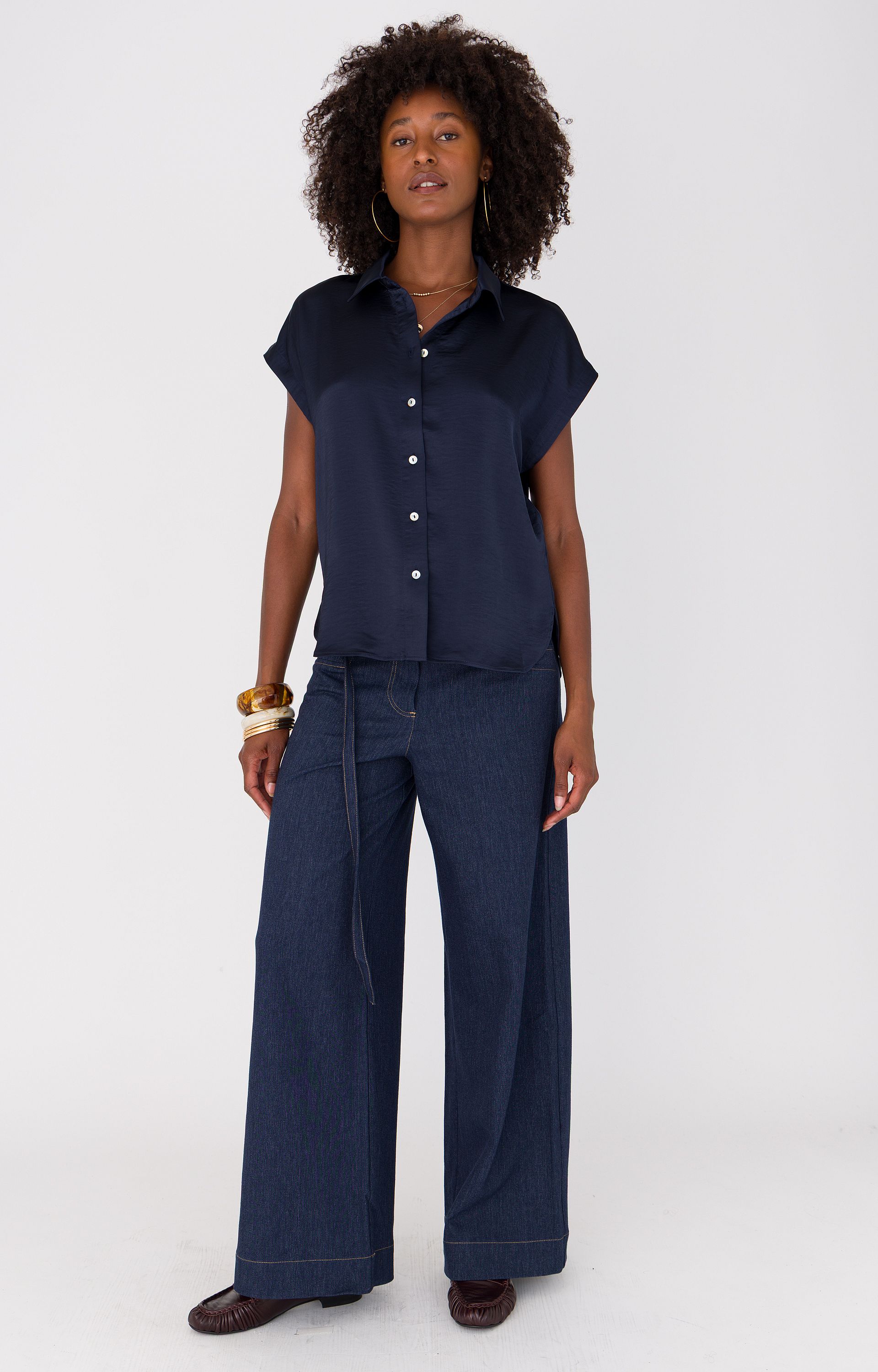 Blouse met satijnlook