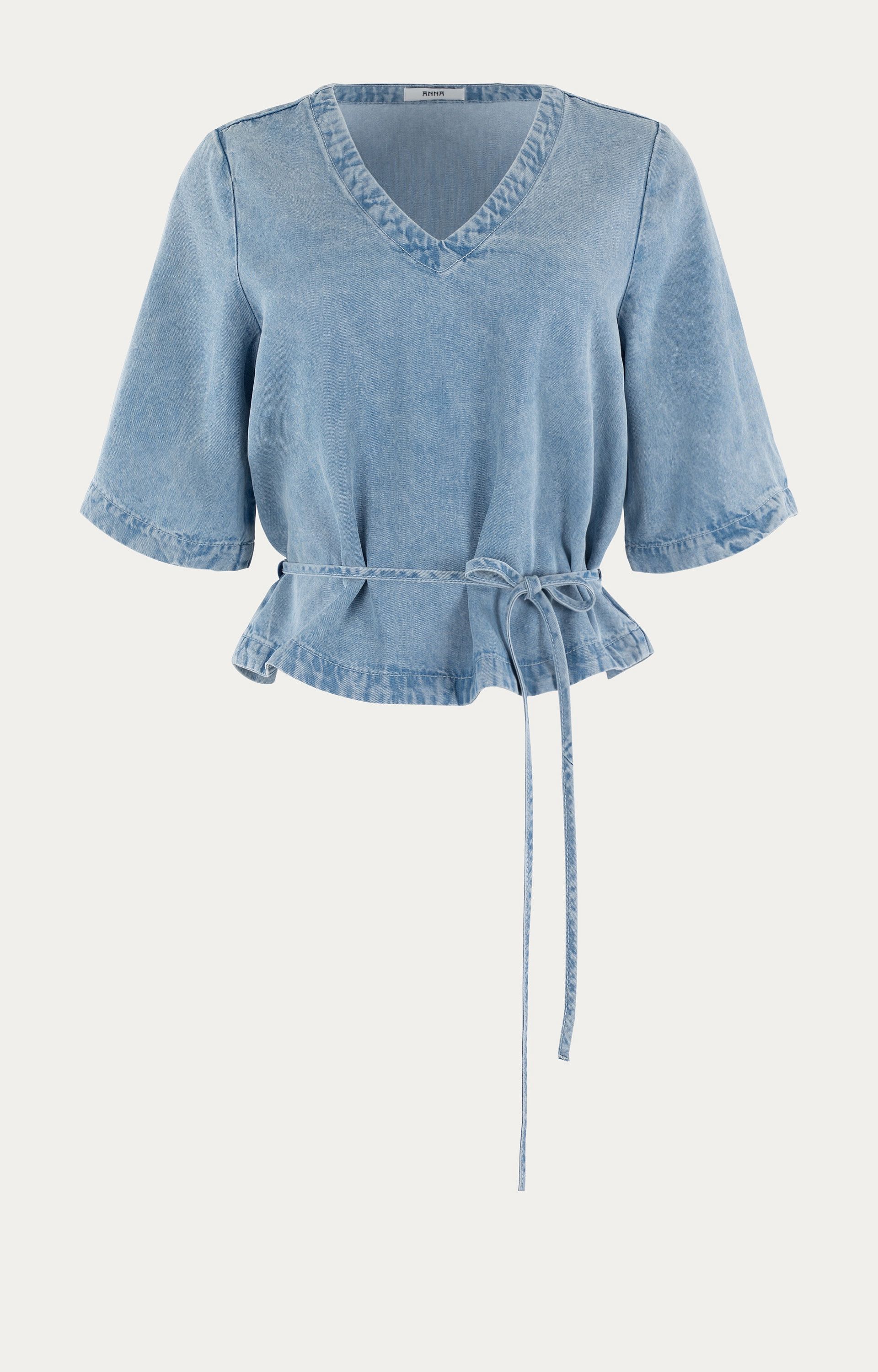 Blouse met wikkelceintuur