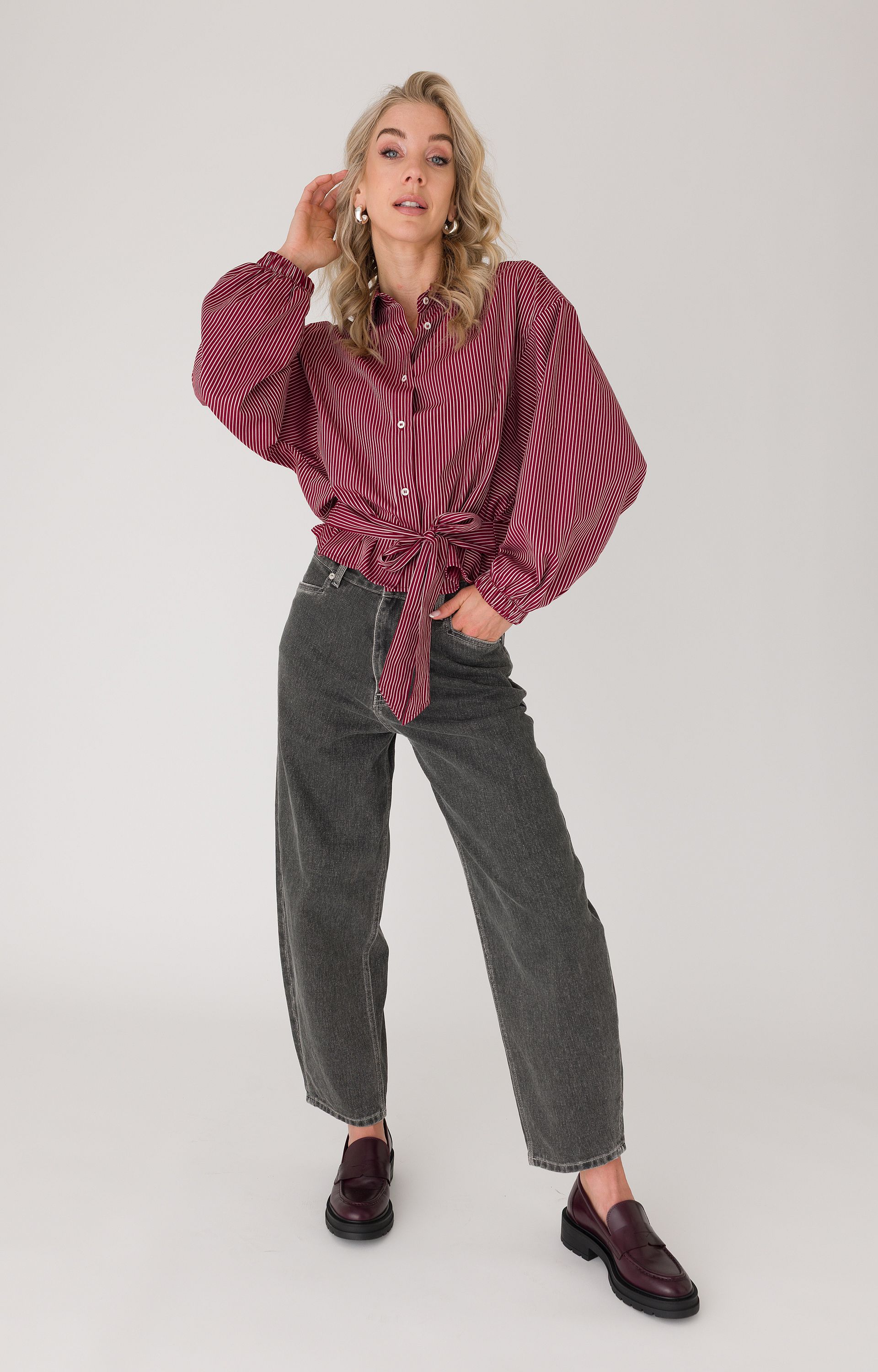 Blouse met krijtstreep
