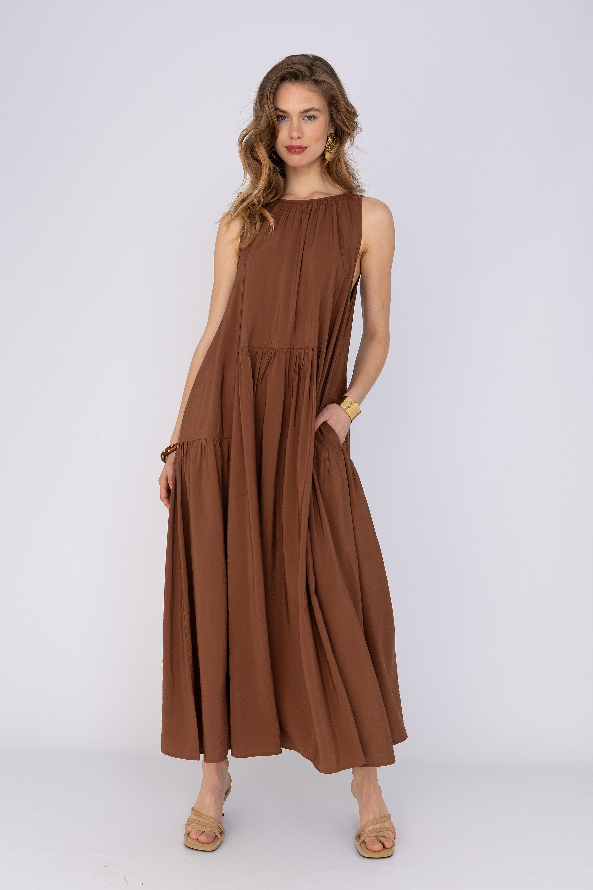 Soepelvallende maxi jurk