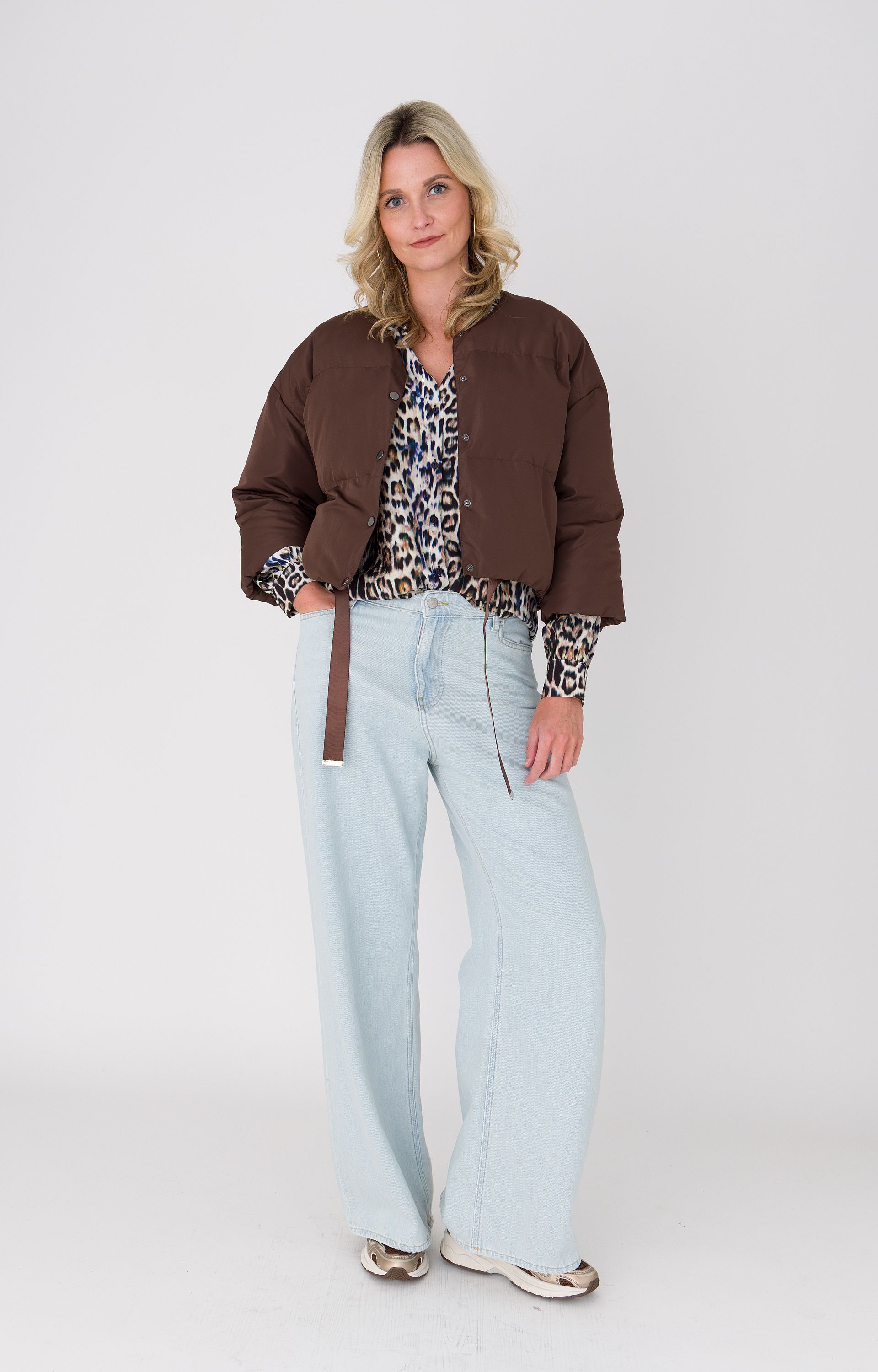 Blouse met leopard print