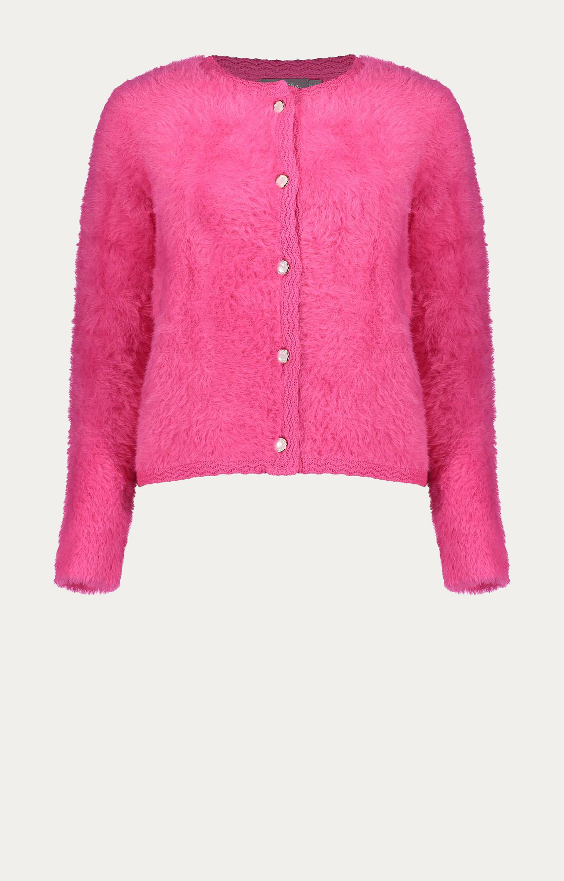 Vest fluffy met gehaakte details
