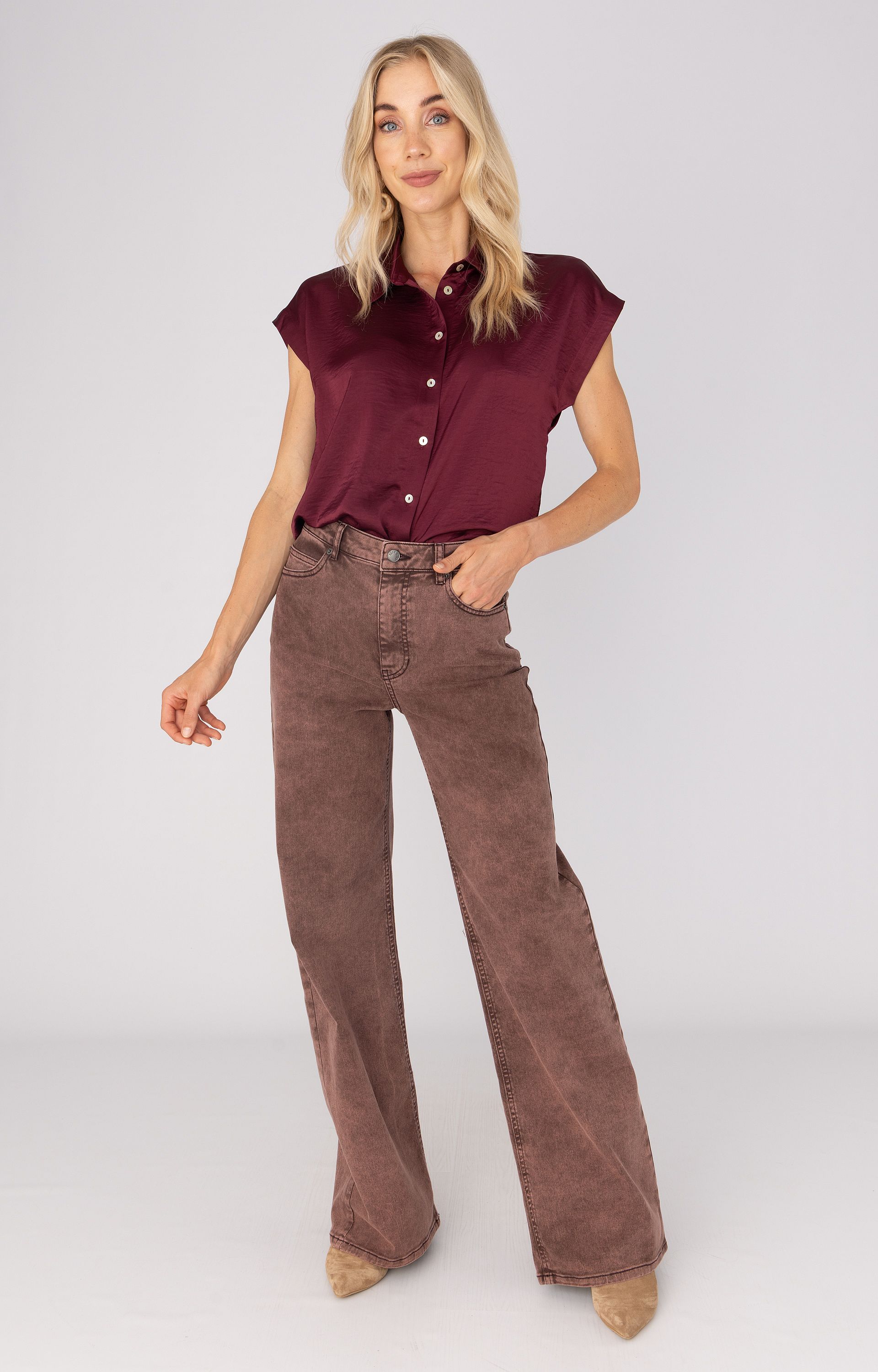 Blouse met satijnlook 