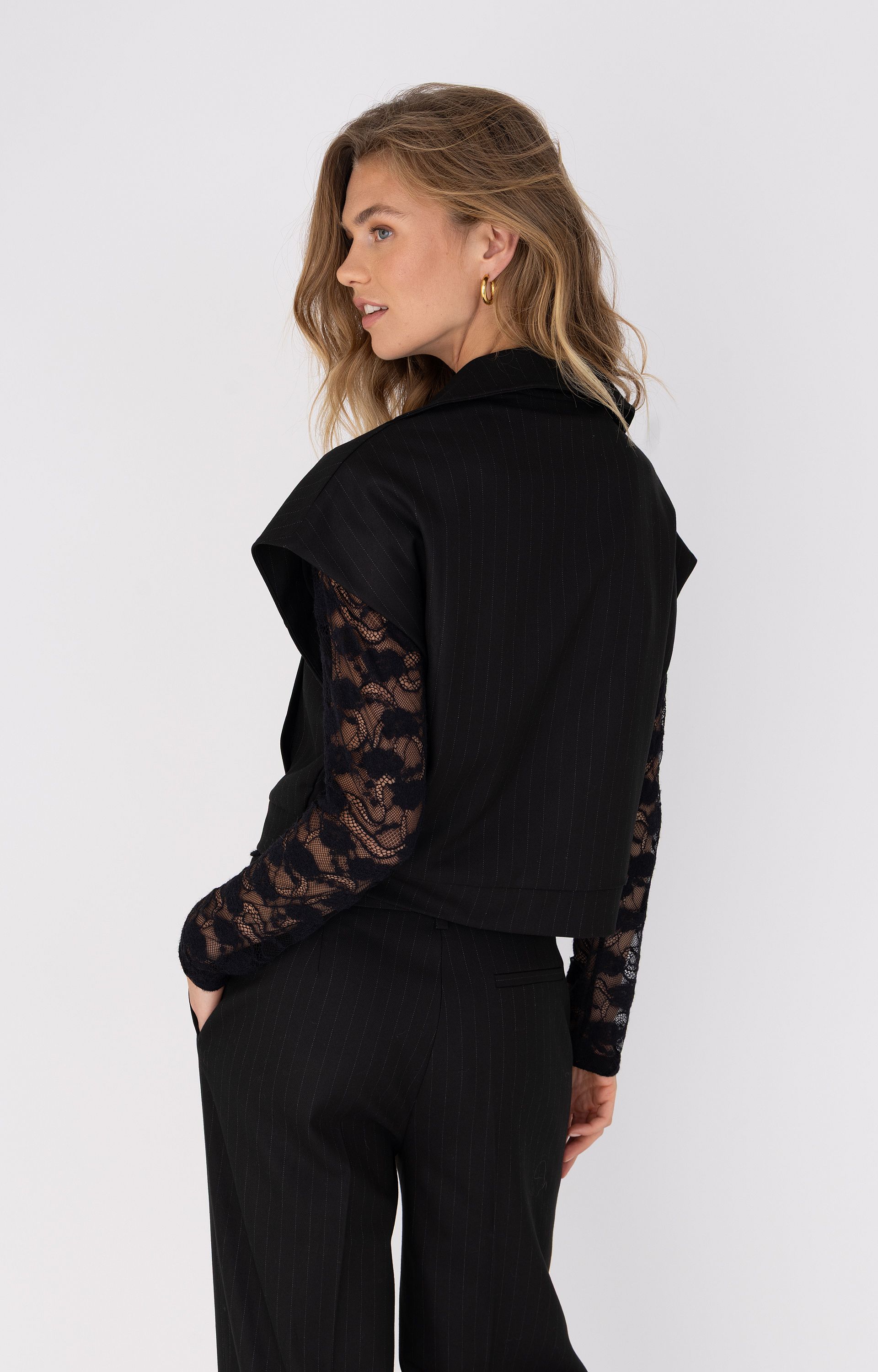 Gilet met krijtstreep