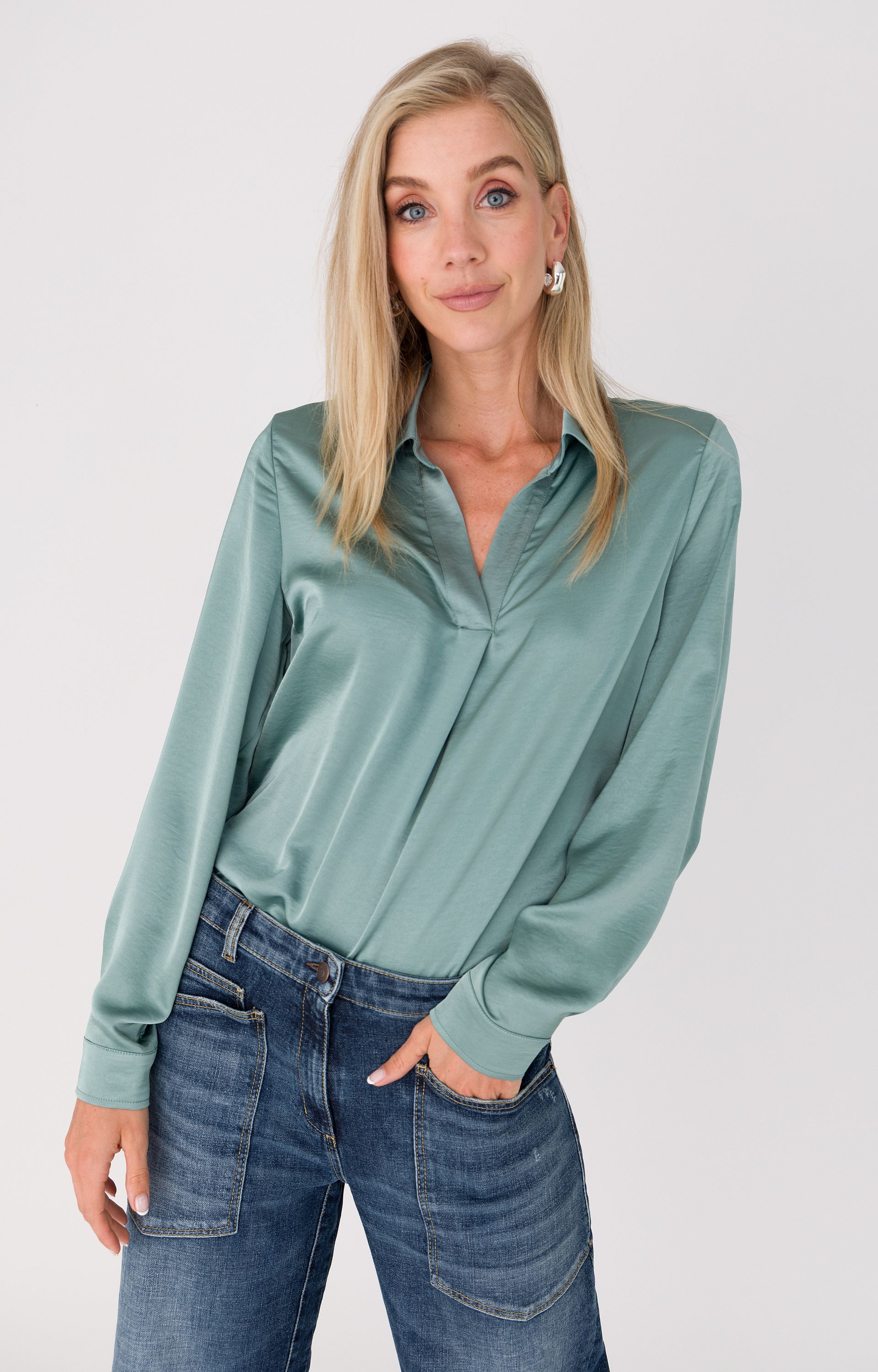 Blouse met satijnlook