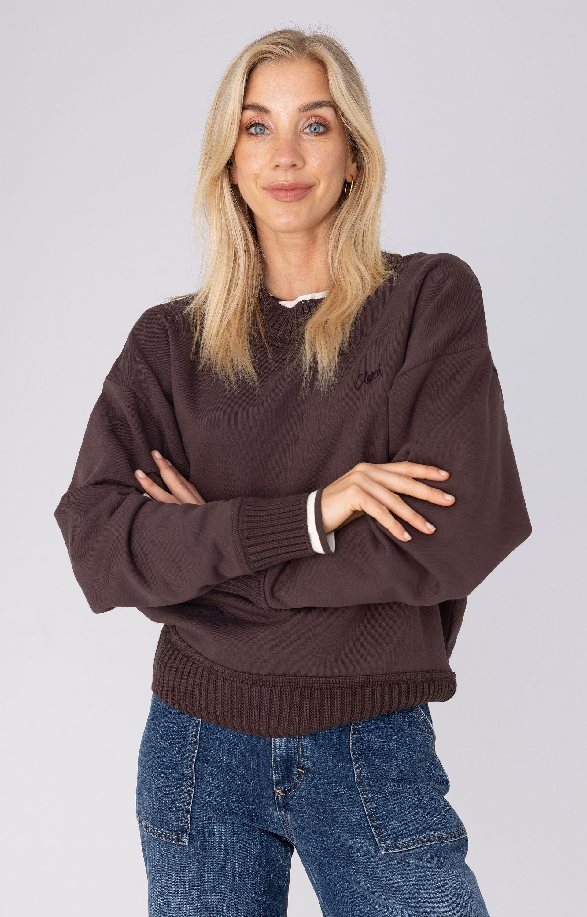 Sweater met geribde boorden
