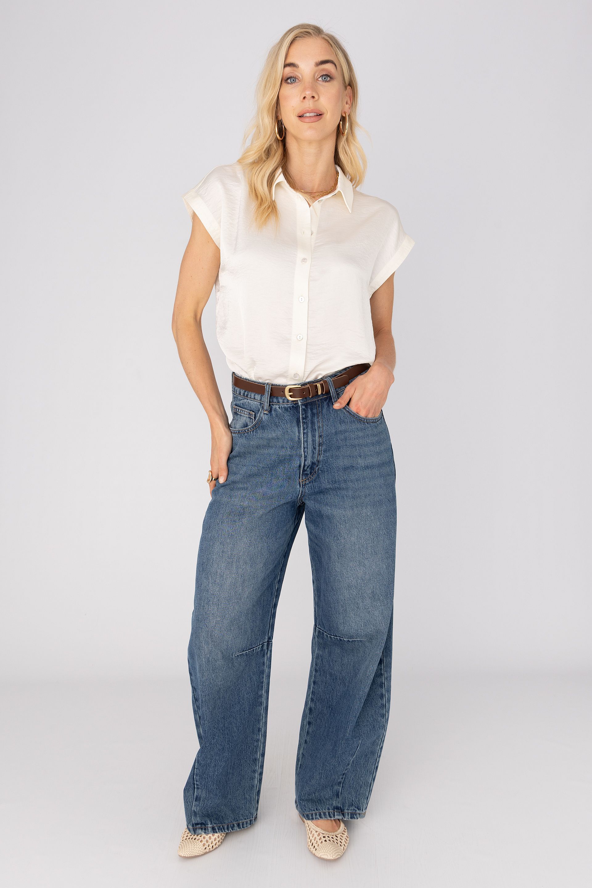 Blouse met satijnlook 