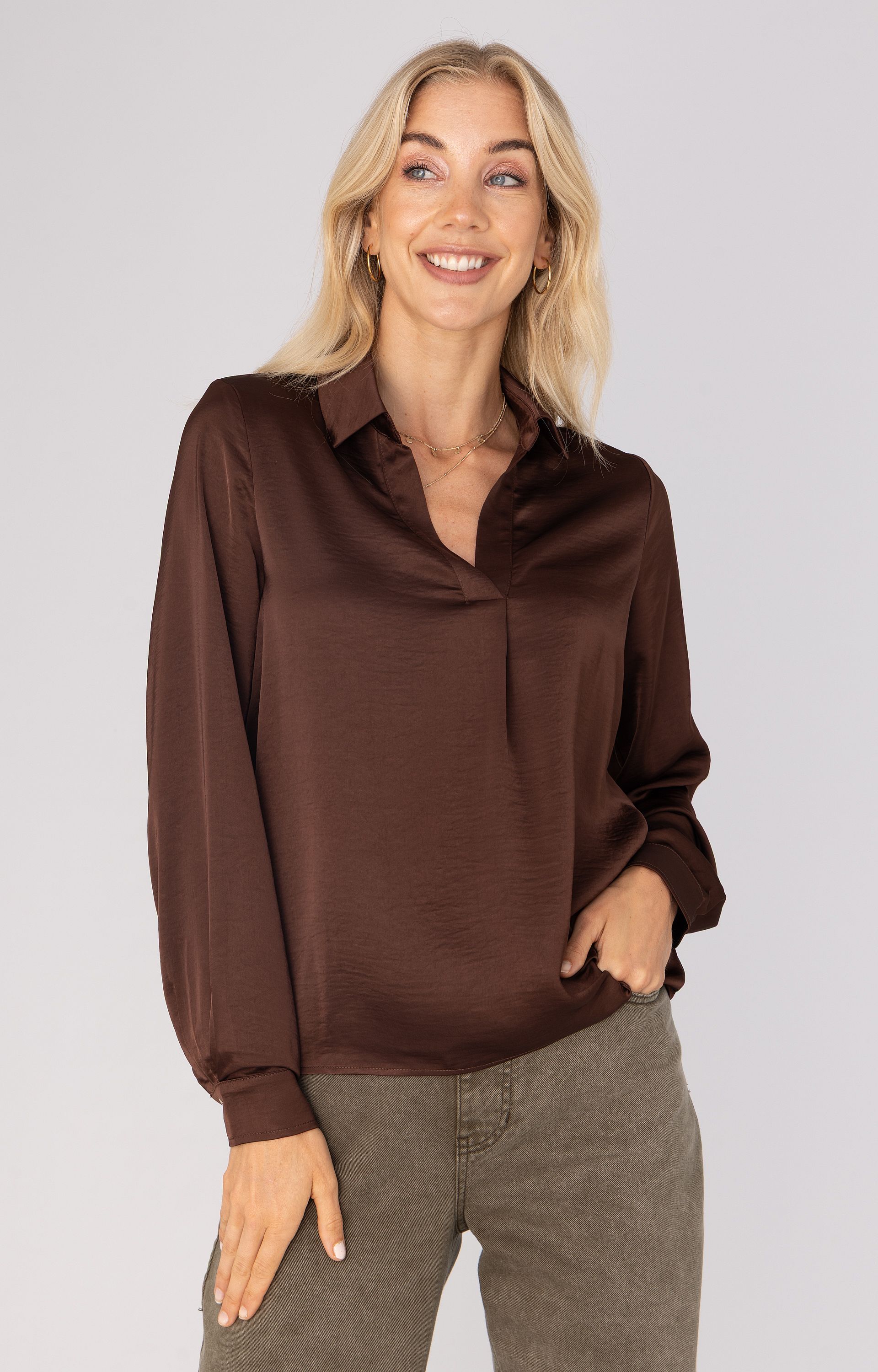 Blouse met satijnlook