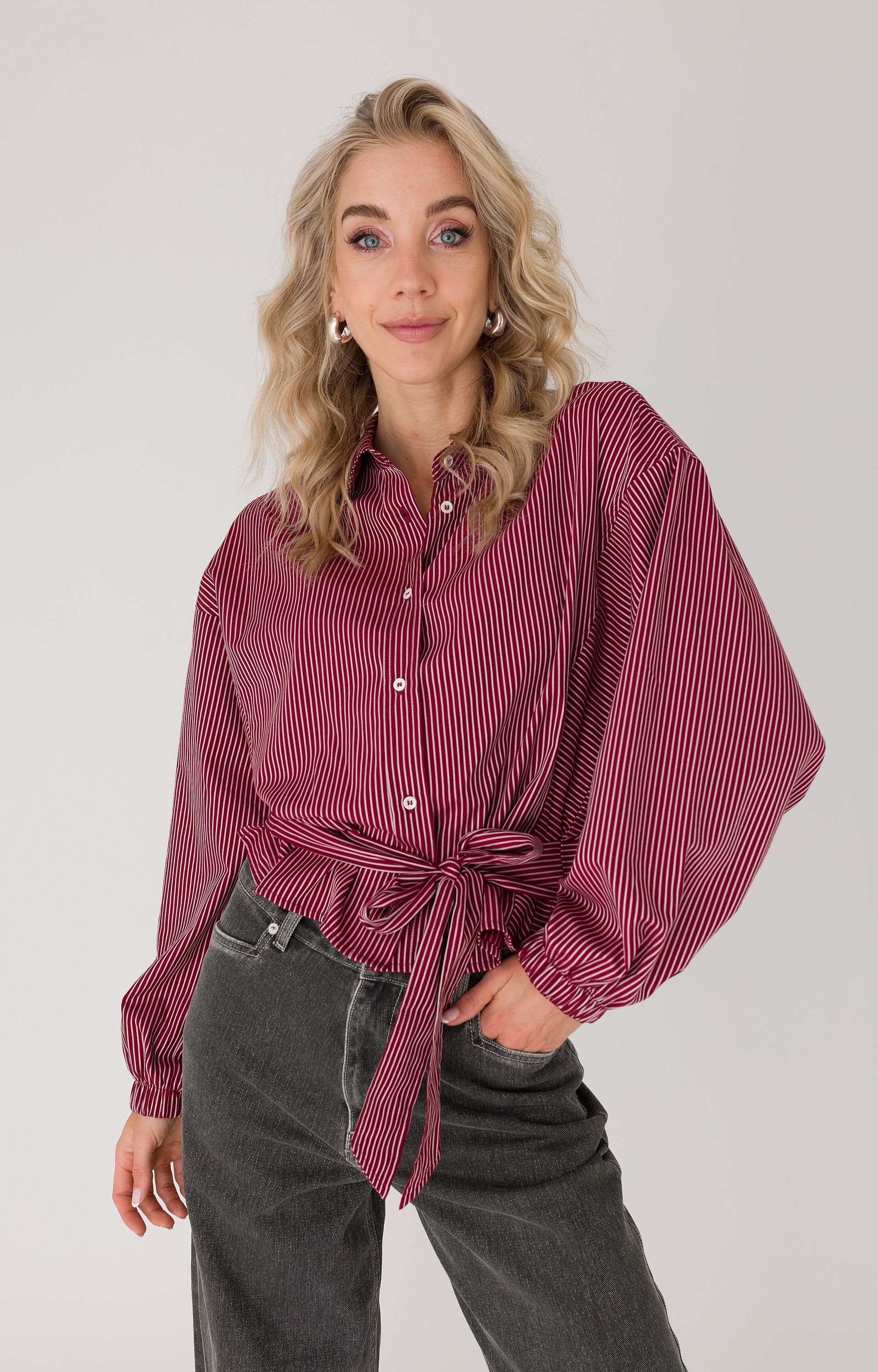 Blouse met krijtstreep