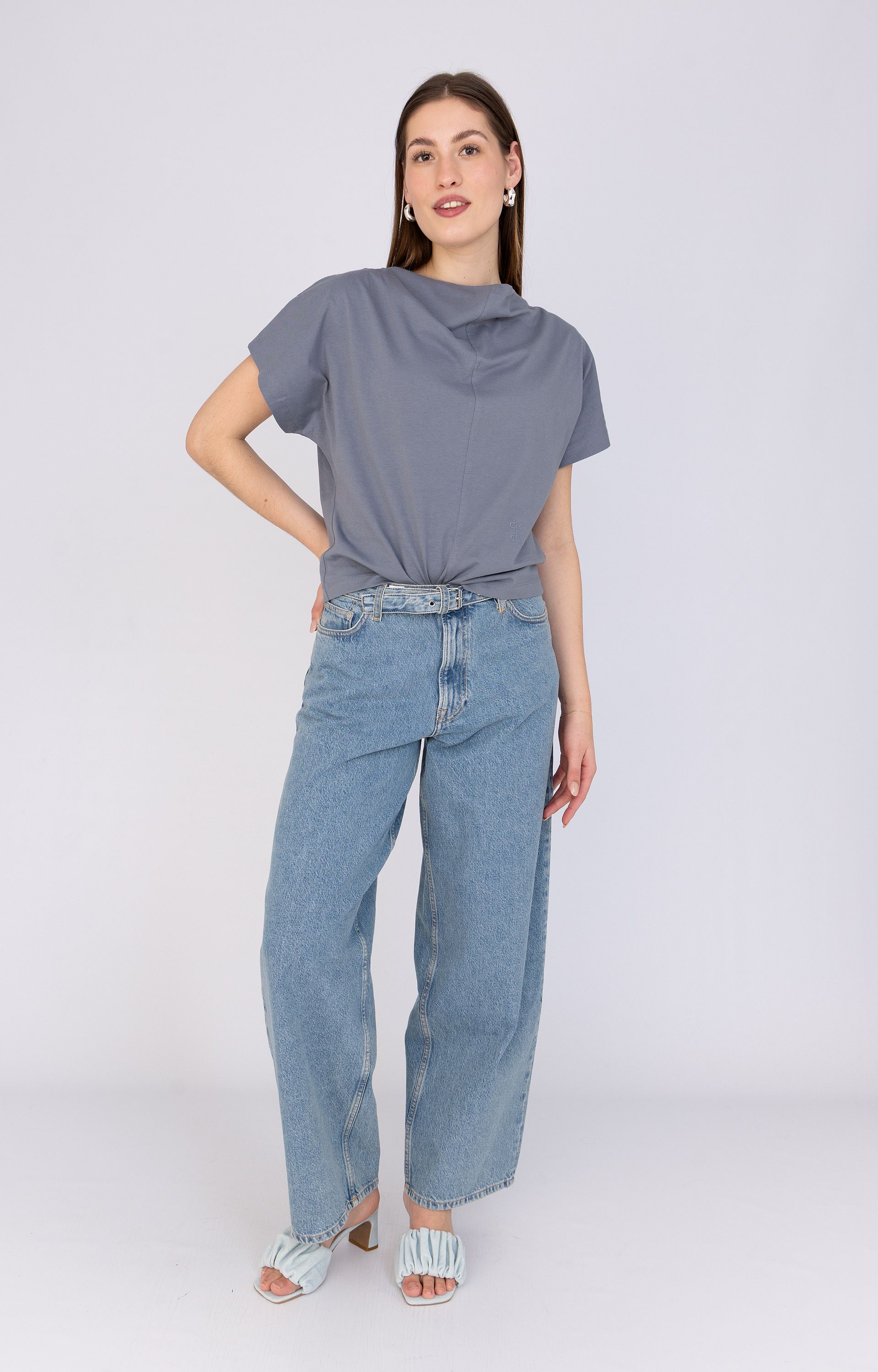 Shirt met watervalhals