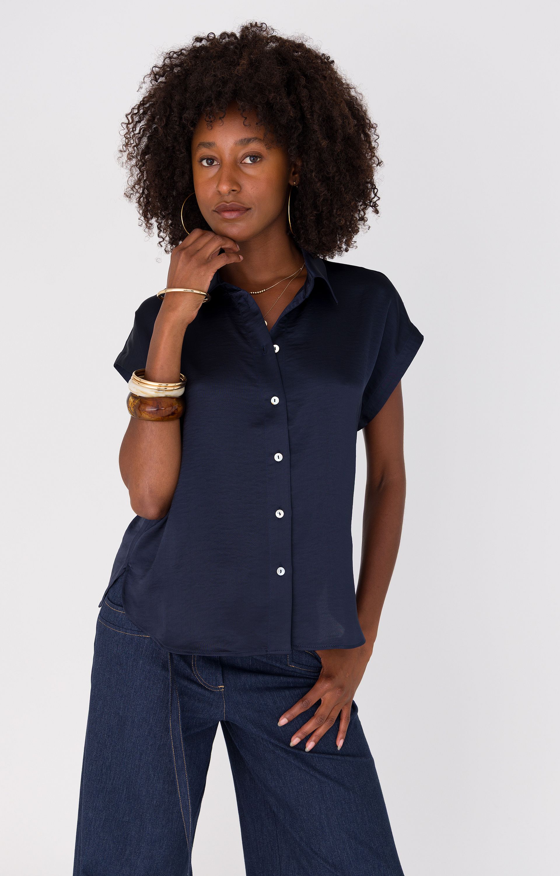 Blouse met satijnlook