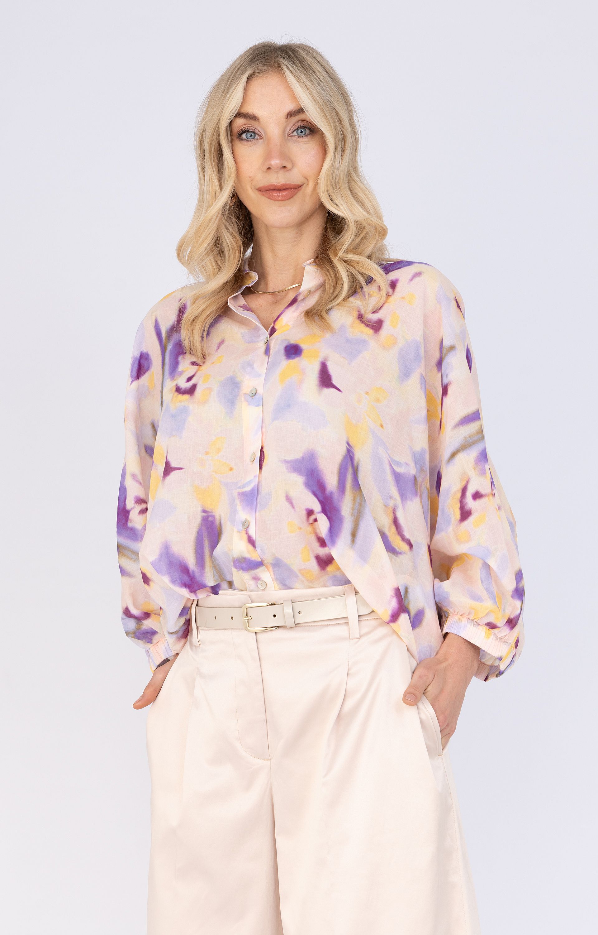 Blouse met aquarel print