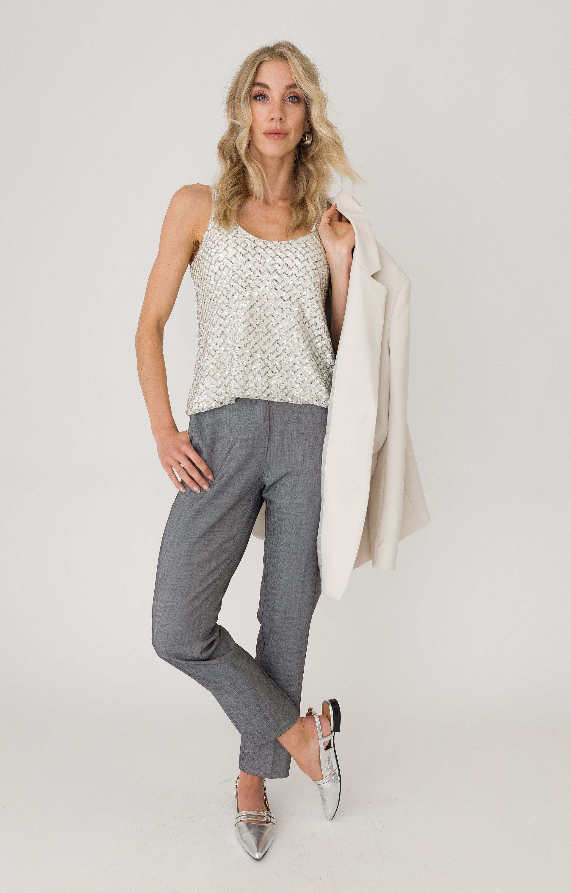 Blouse Top Silver