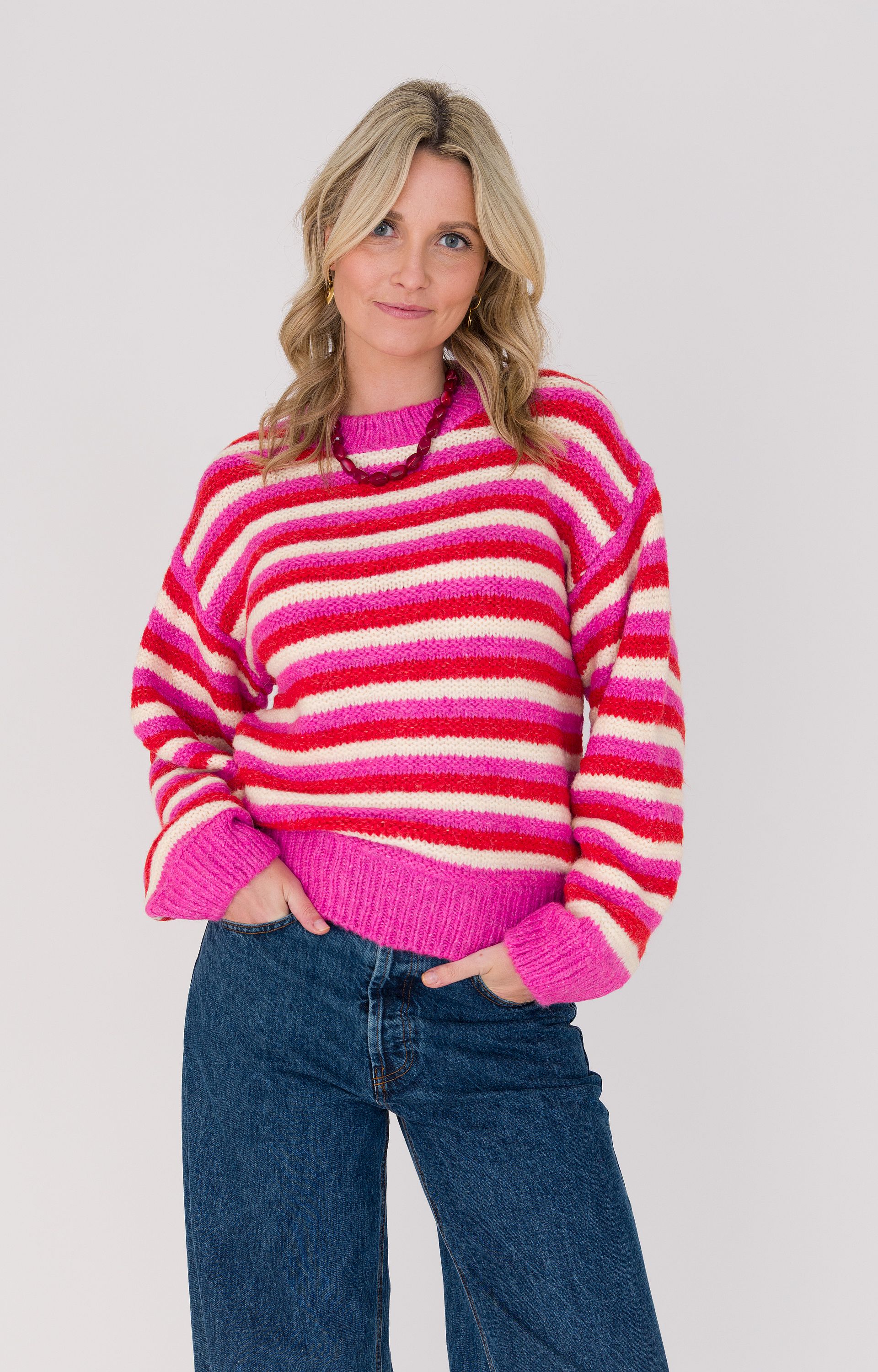 Pullover multi color met strepen