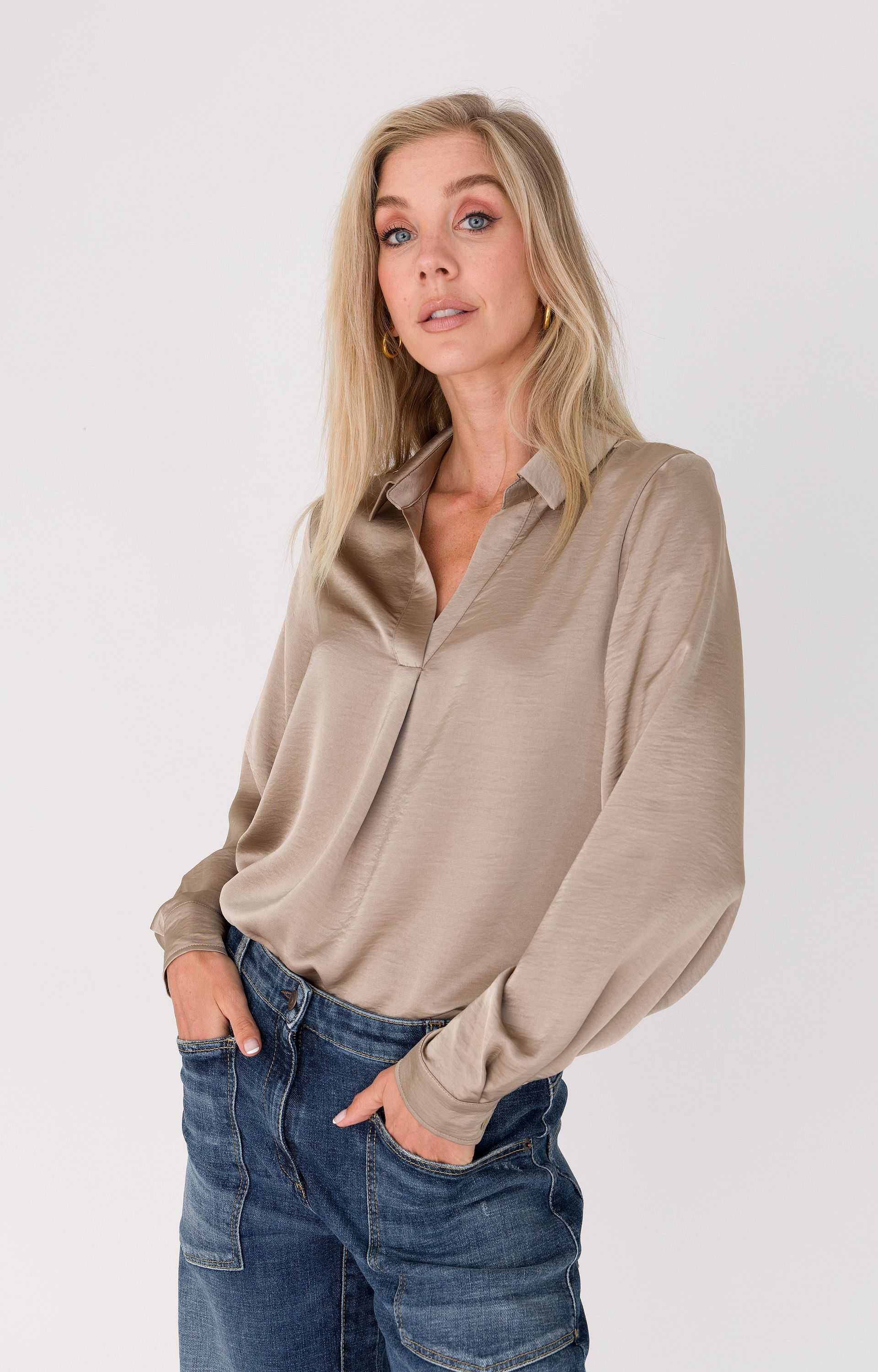 Blouse met satijnlook