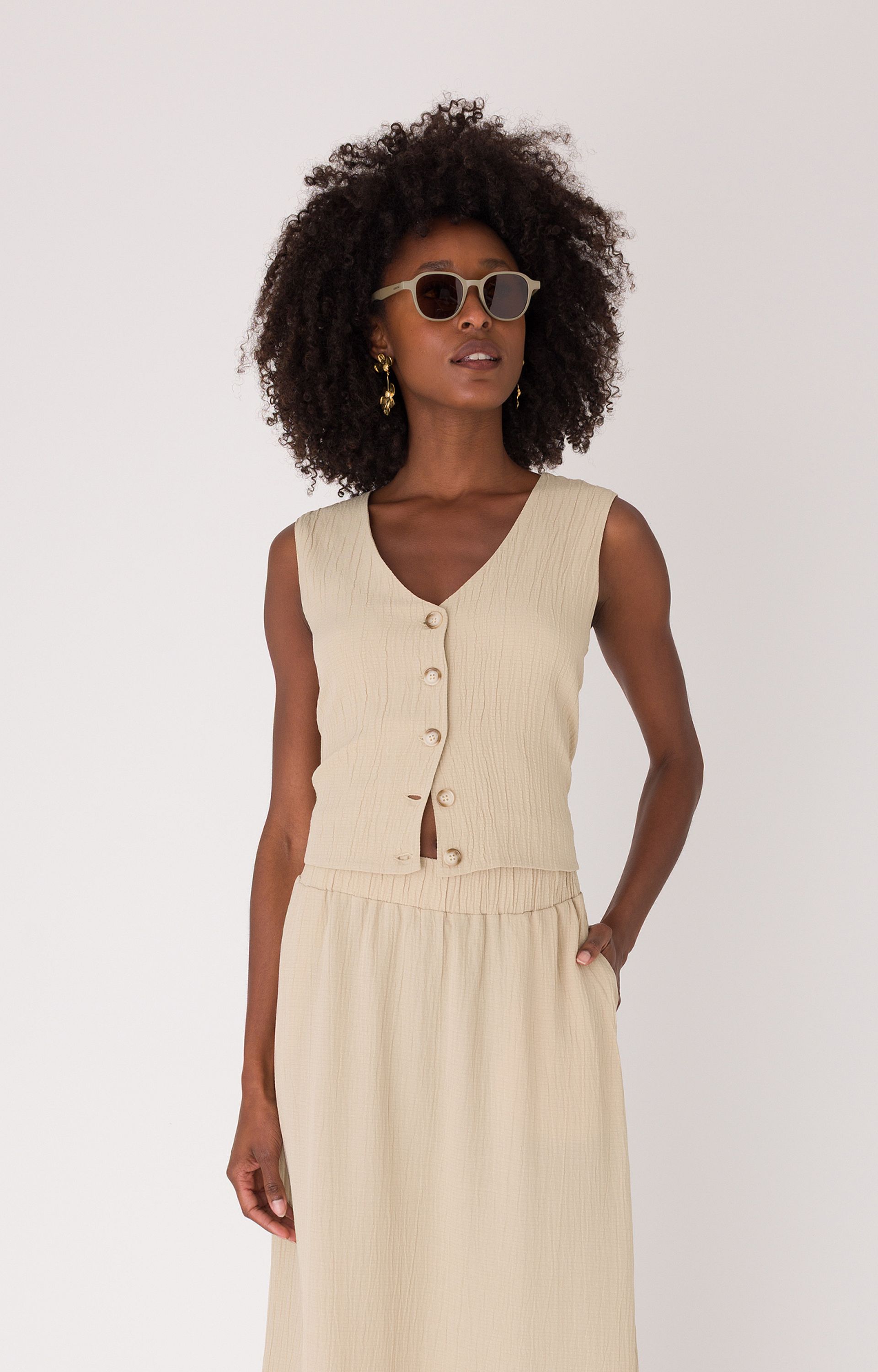 Gilet met gestructureerde stof