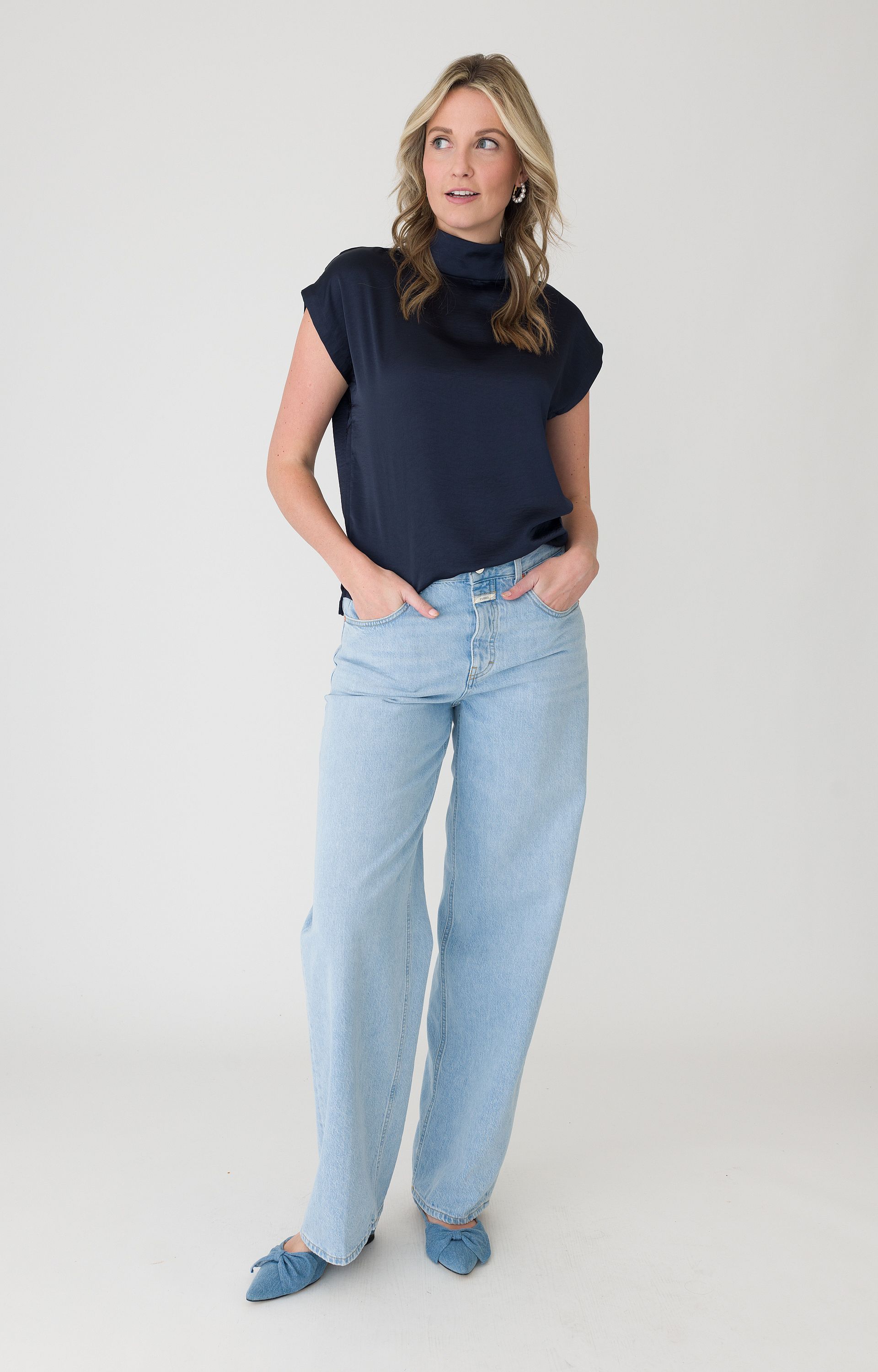 Blouse met satijnlook